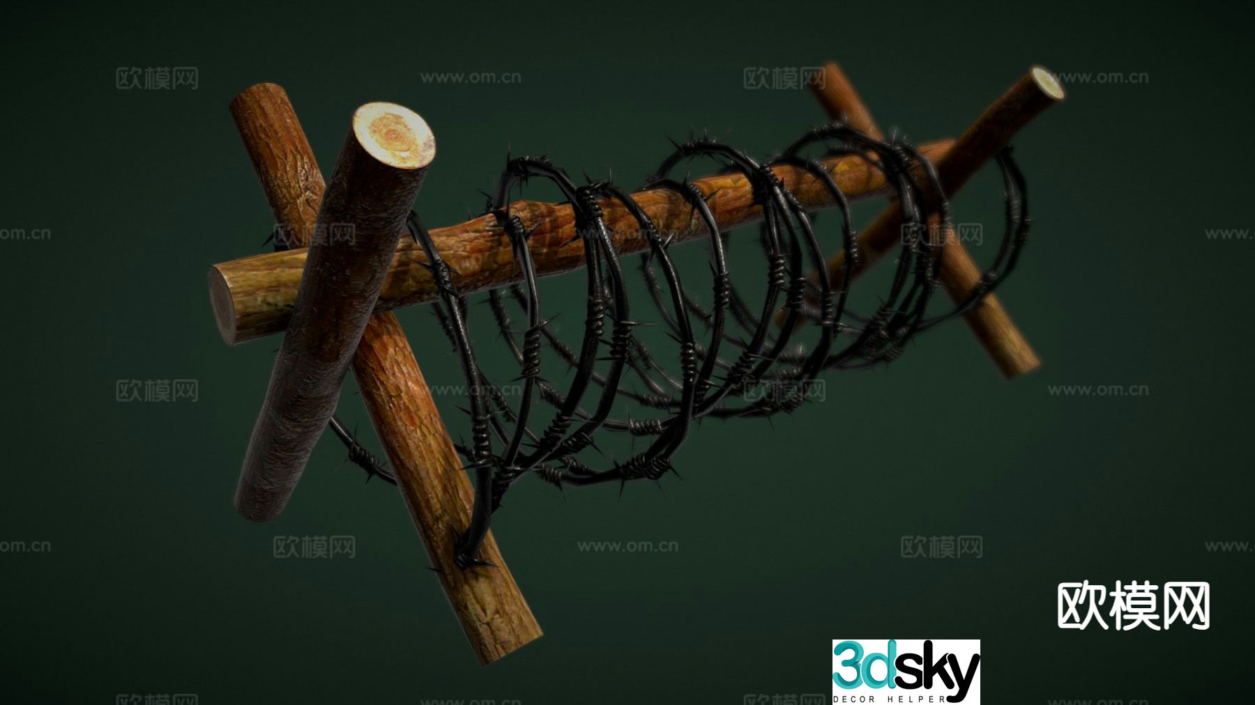 barbed wire fence 3d model