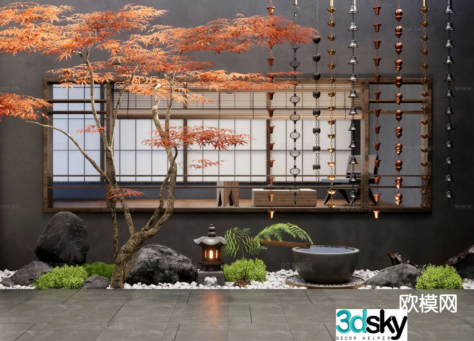 New Chinese style interior landscape interior landscaping 3D model
