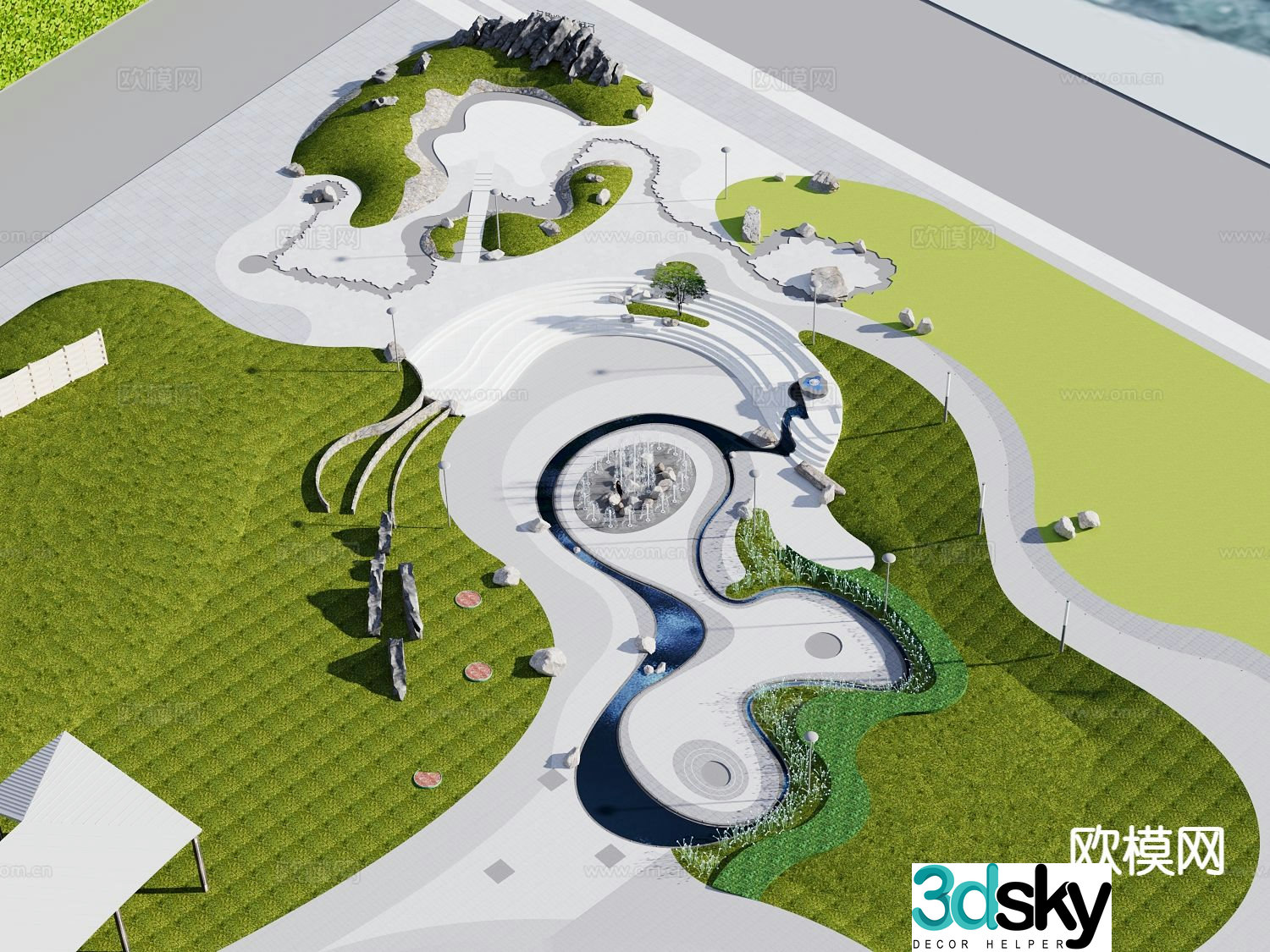 pocket park garden landscape 3d model