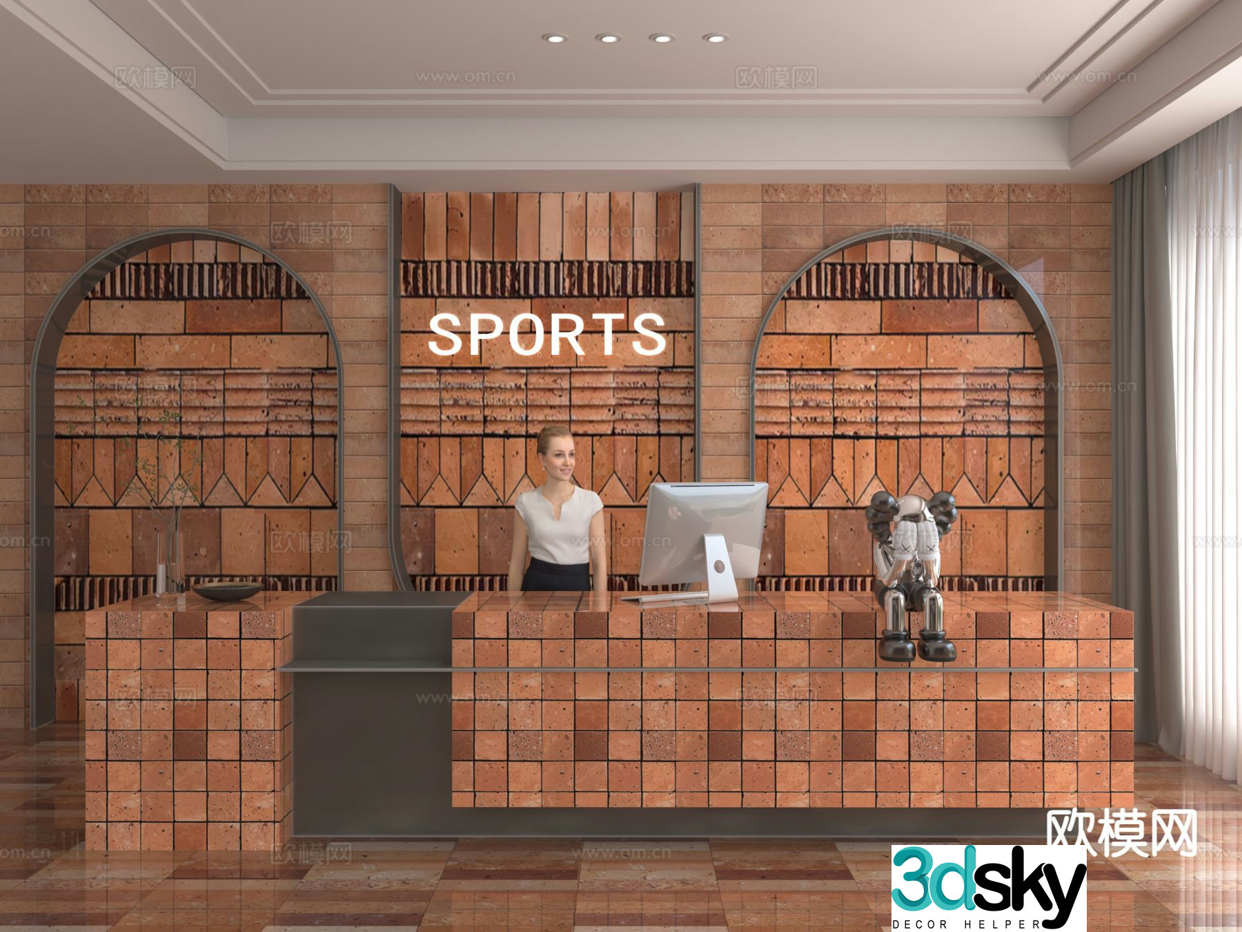 Industrial style reception desk 3d model