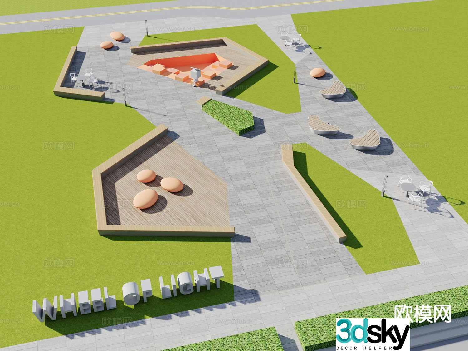 pocket park garden landscape 3d model
