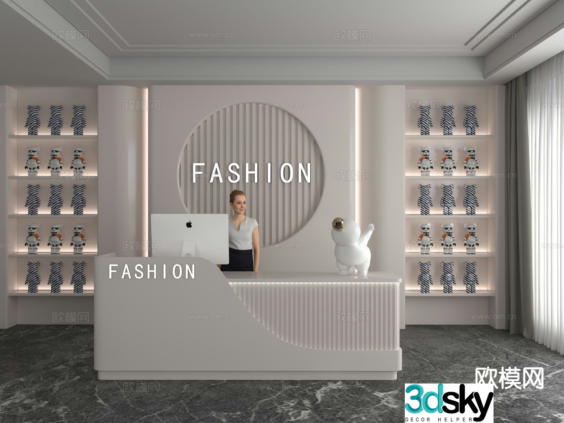 Modern front desk reception desk 3d model