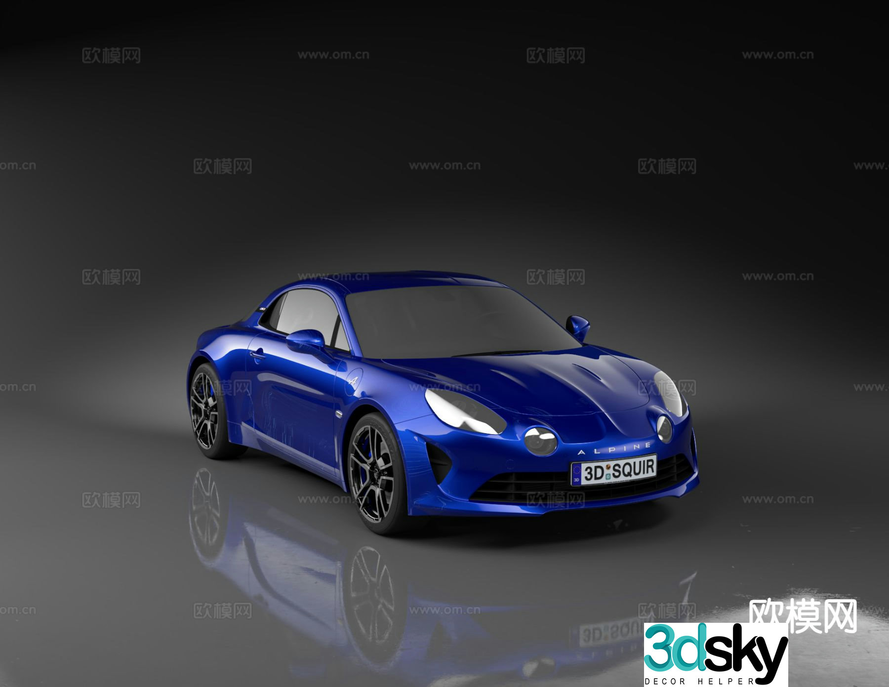 blue car sedan 3d model