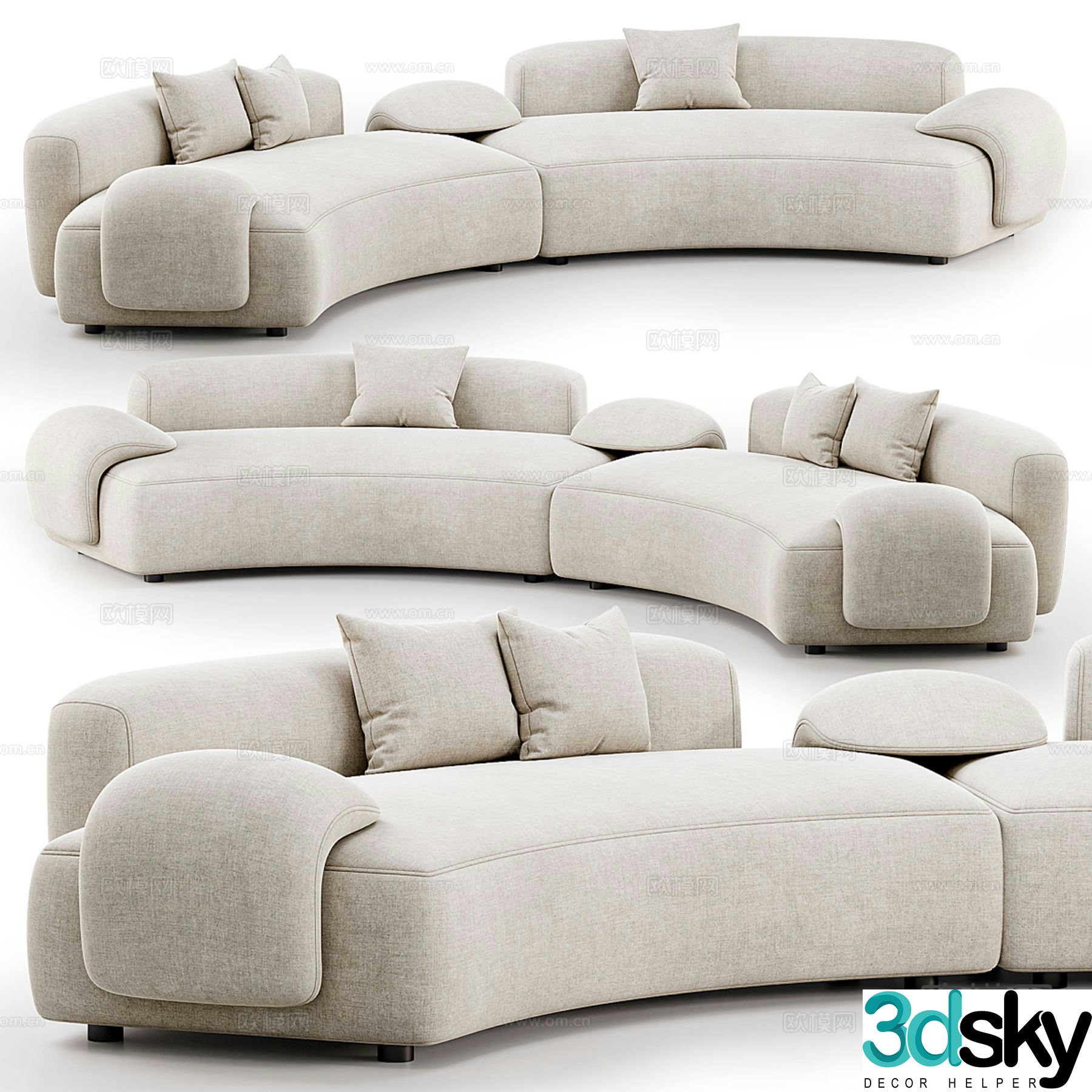 Castelli modern curved sofa 3d model