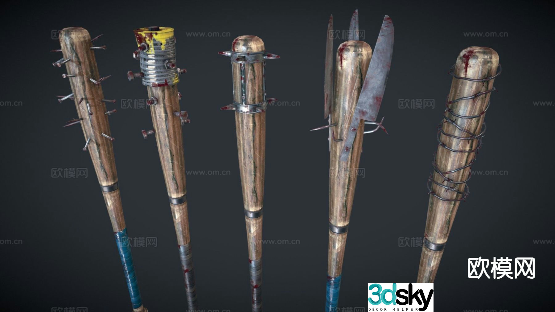 Baseball bat ancient battlefield weapon 3d model