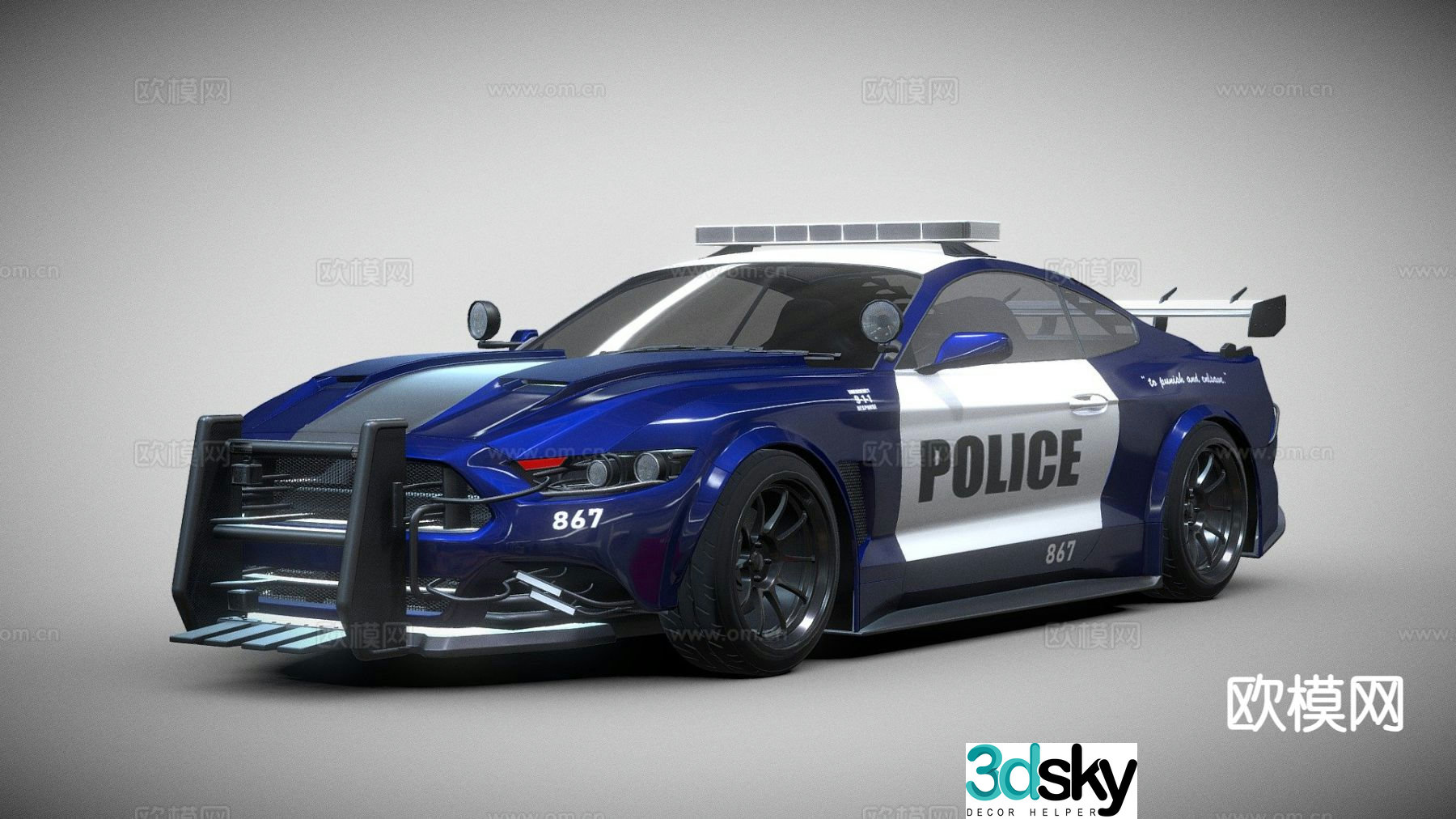 ford mustang police car car 3d model