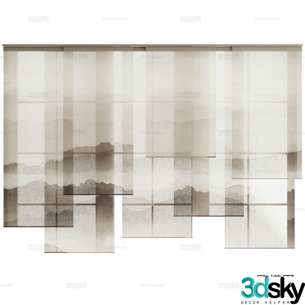 Curtains curtains roller blinds gauze curtains 3D model
