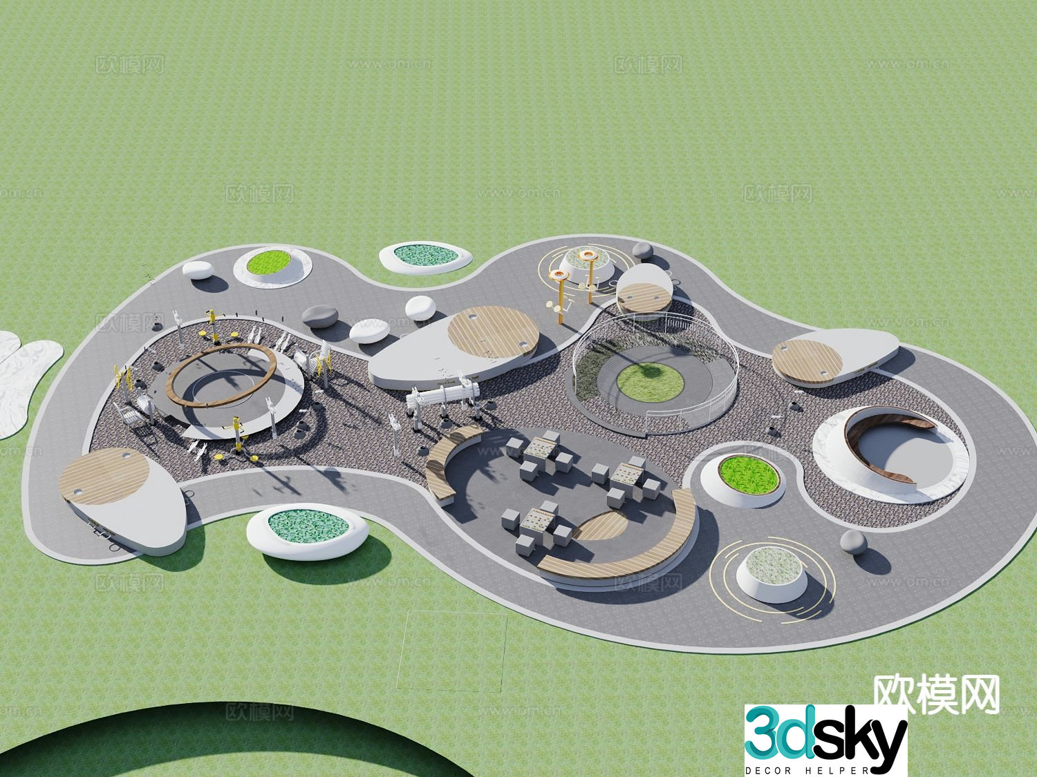 pocket park garden landscape 3d model