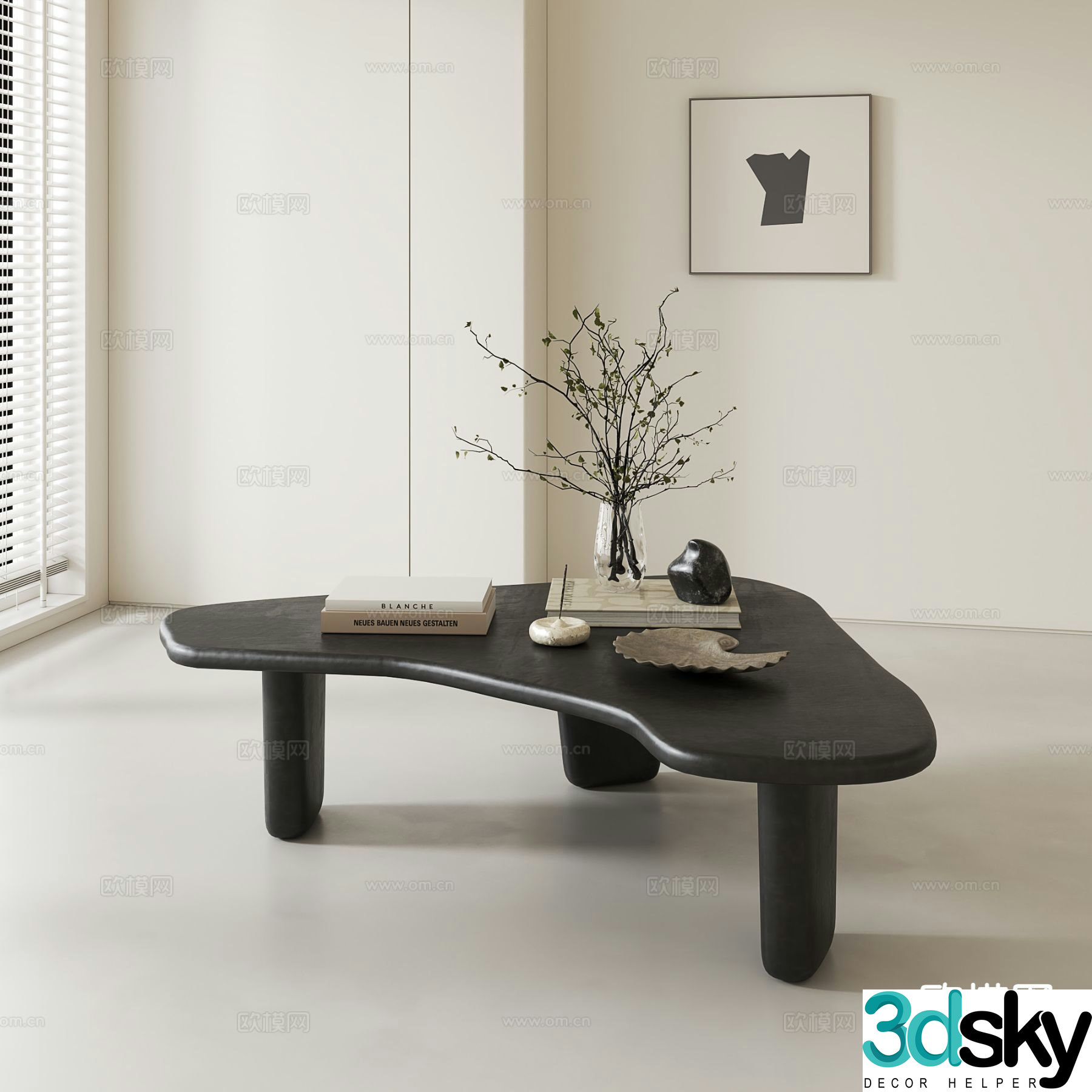 Medieval style coffee table special shaped coffee table 3d model