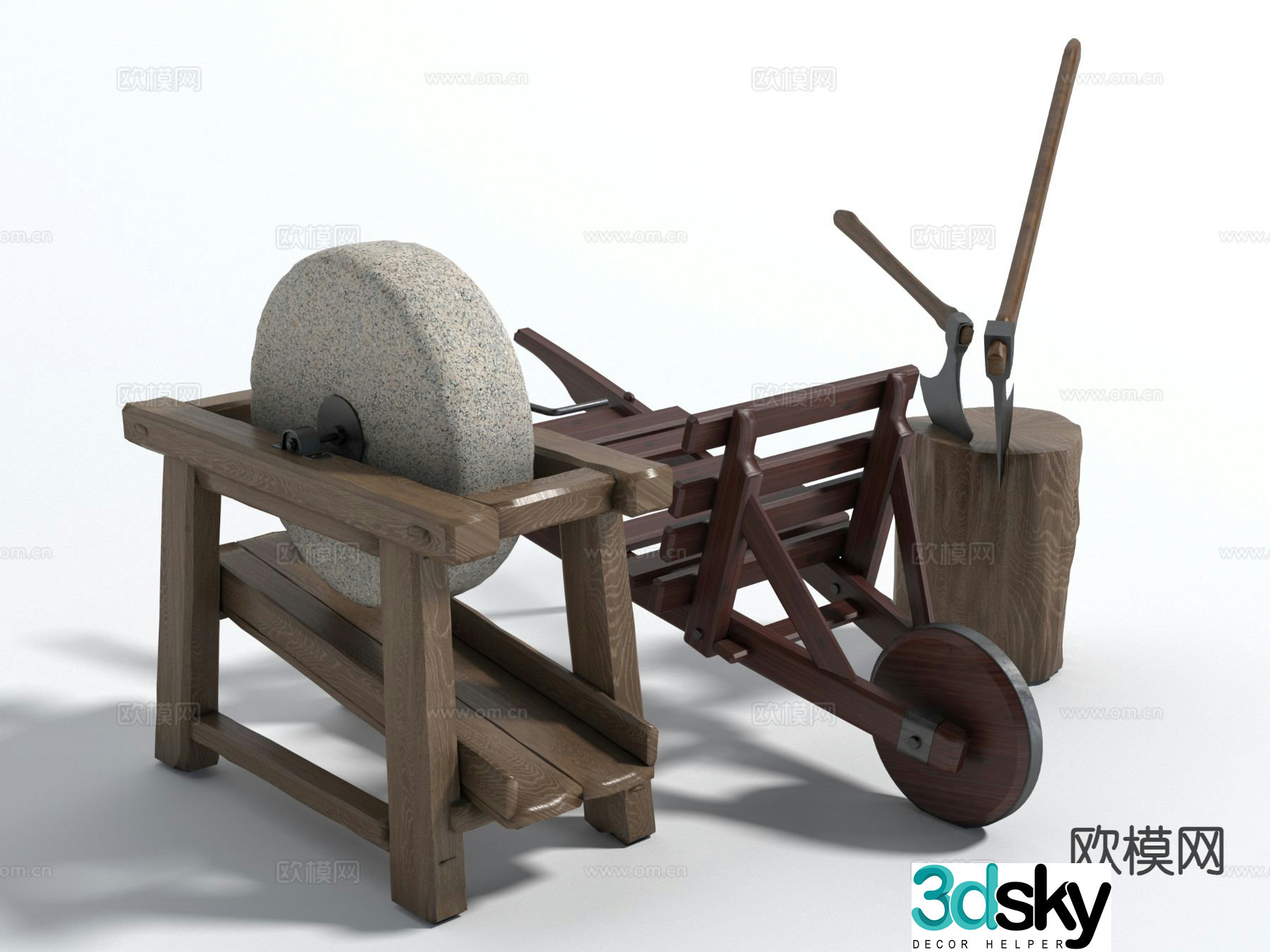 Farming Sketch Farm Tools Ax 3D Model