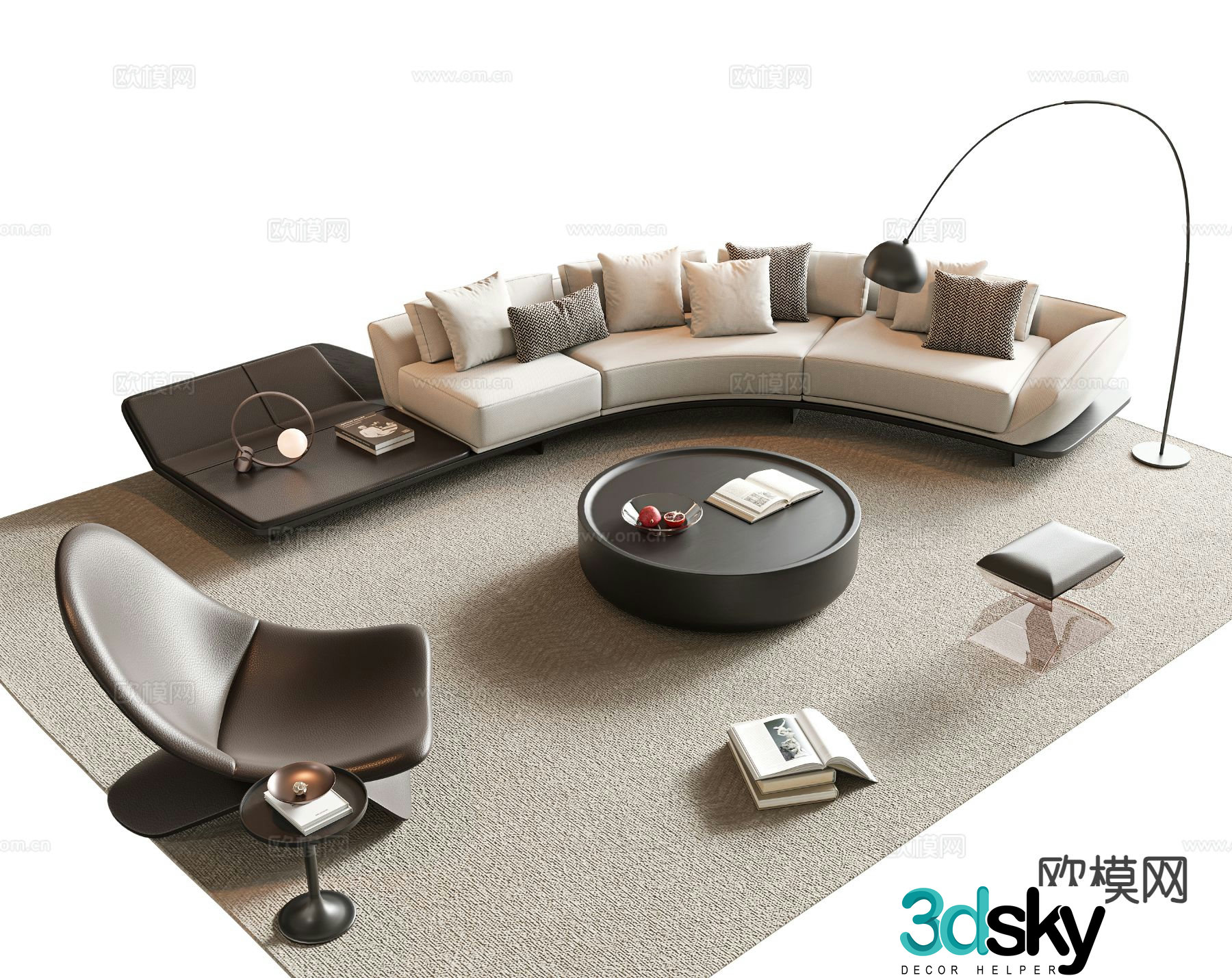 Modern curved sofa modular sofa 3d model