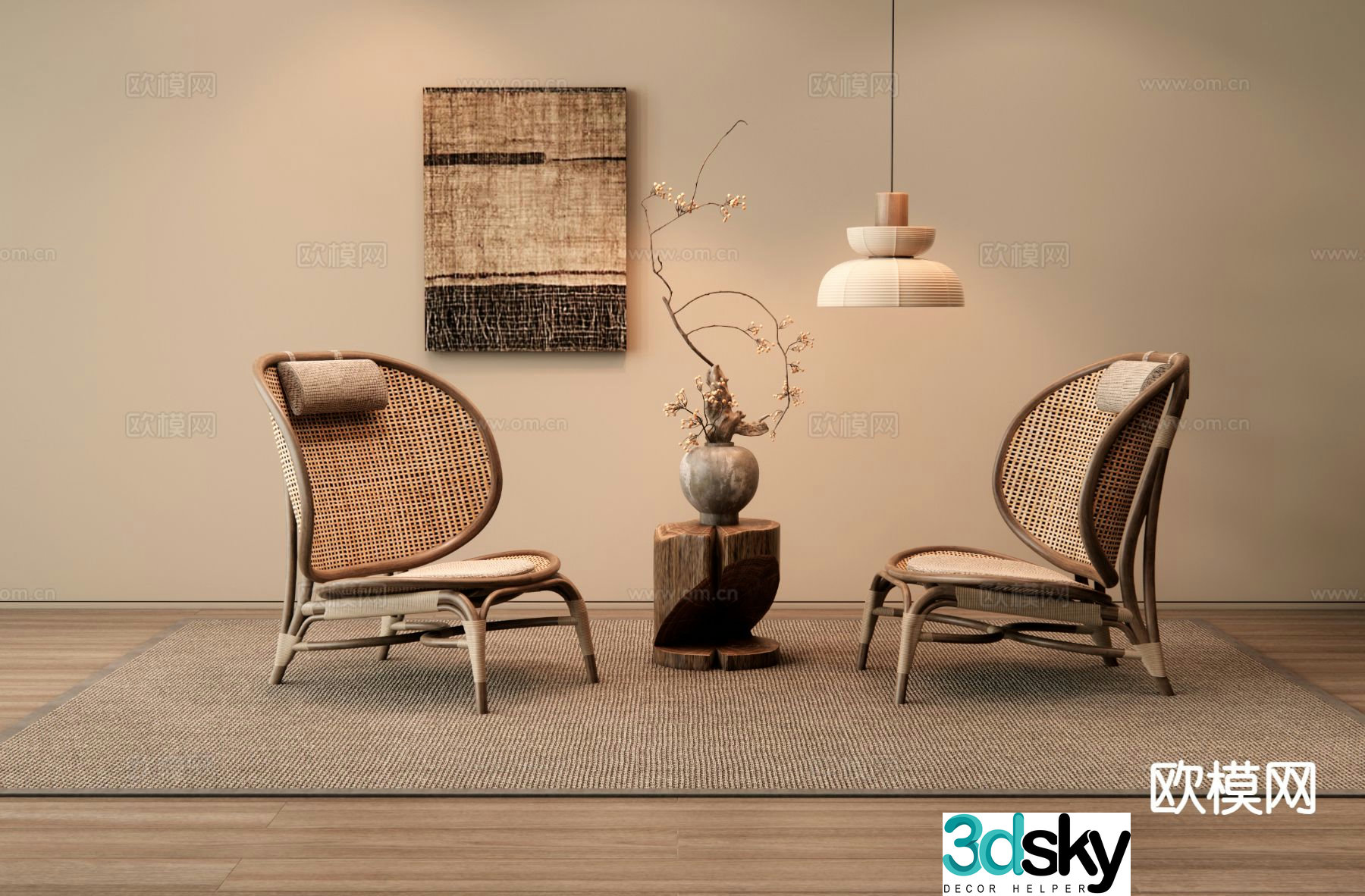 Wabi-sabi chair leisure chair 3d model