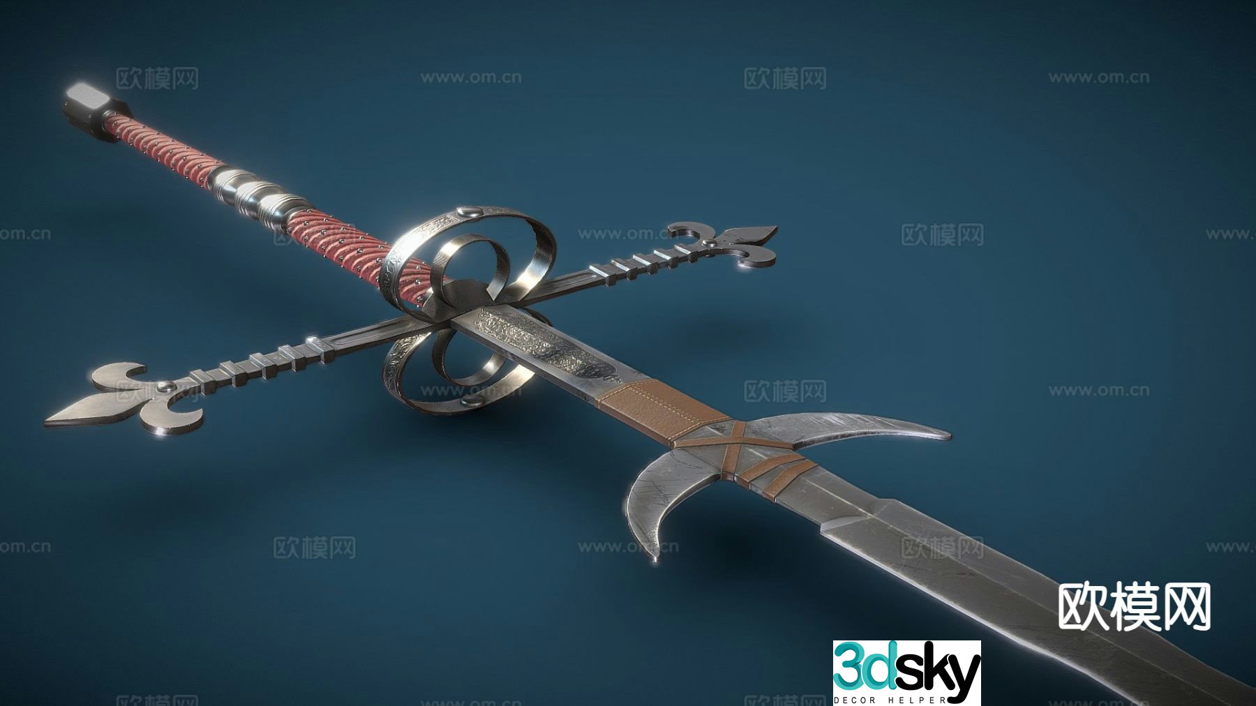 Two-handed sword cold weapon 3d model