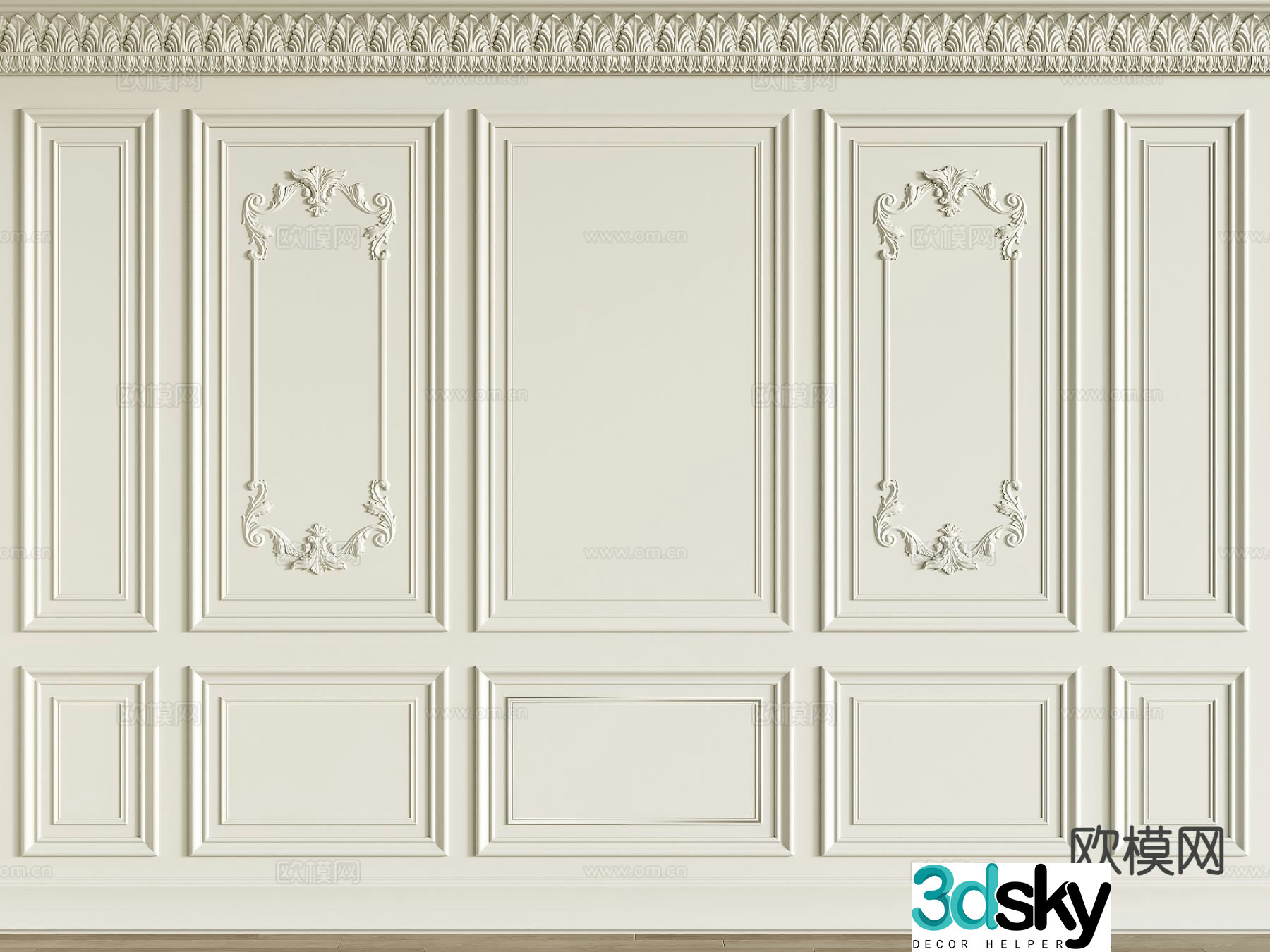 French gypsum line corner line carved line 3d model