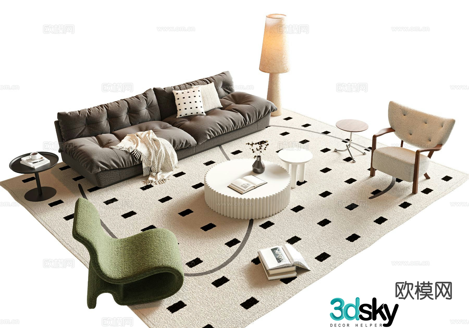 Cream style modular sofa 3d model