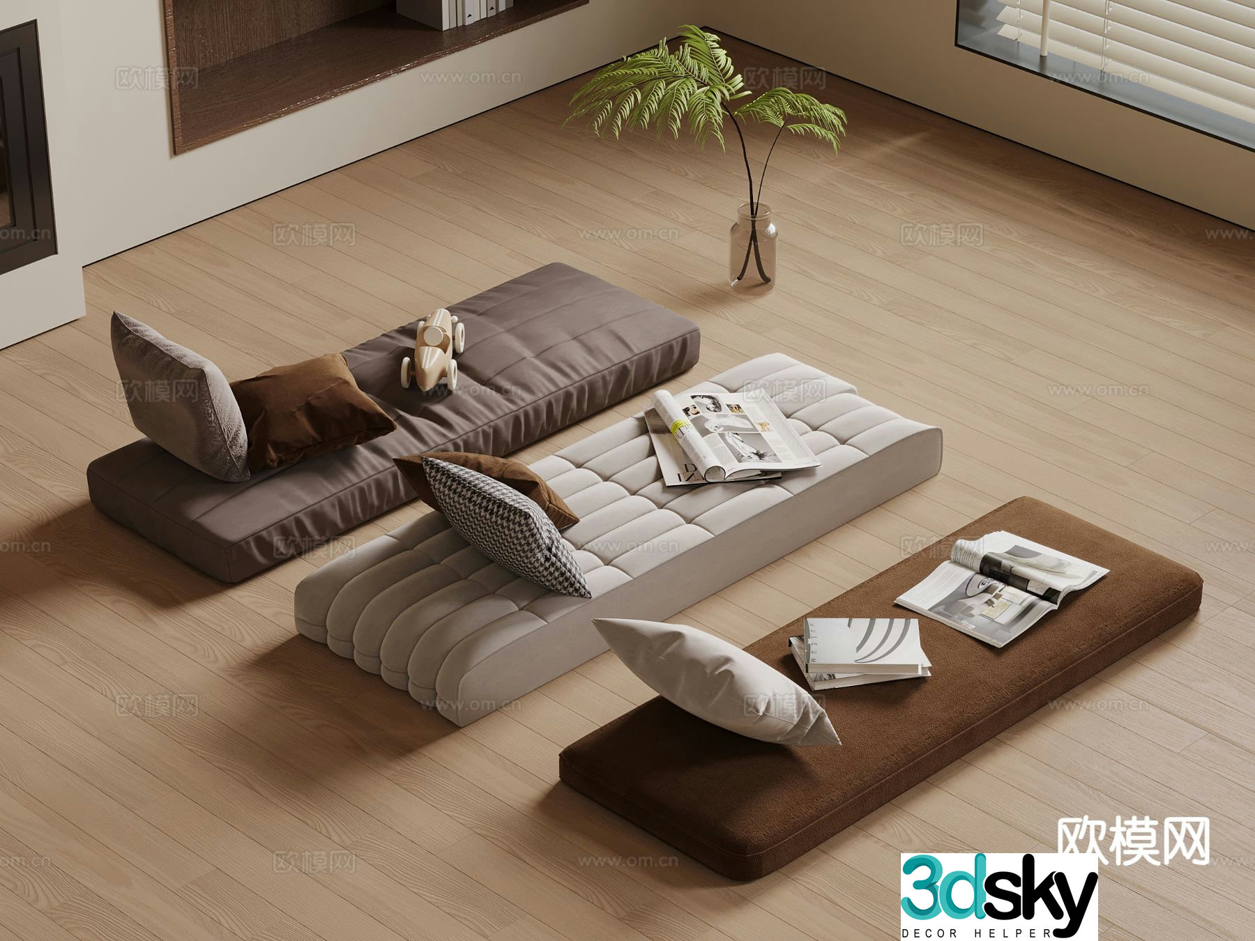 Bay window cushion sofa cushion cushion 3d model