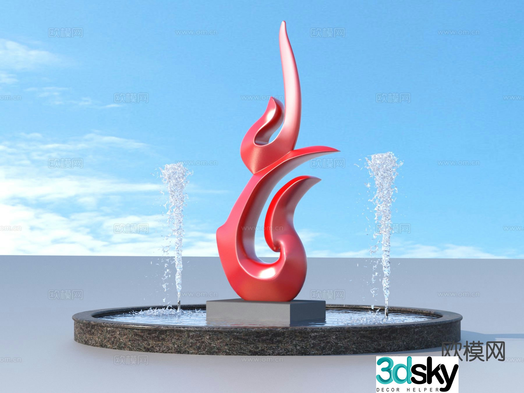 urban sculpture waterscape landscape sculpture 3d model