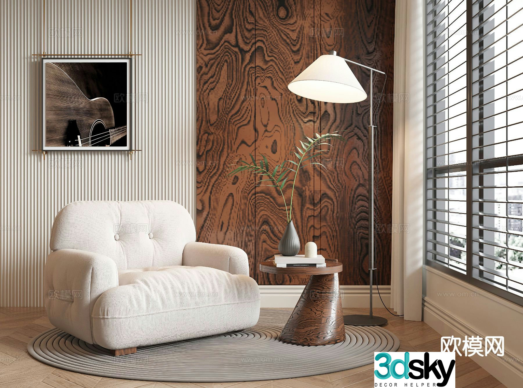 Wabi-sabi sofa single sofa 3d model