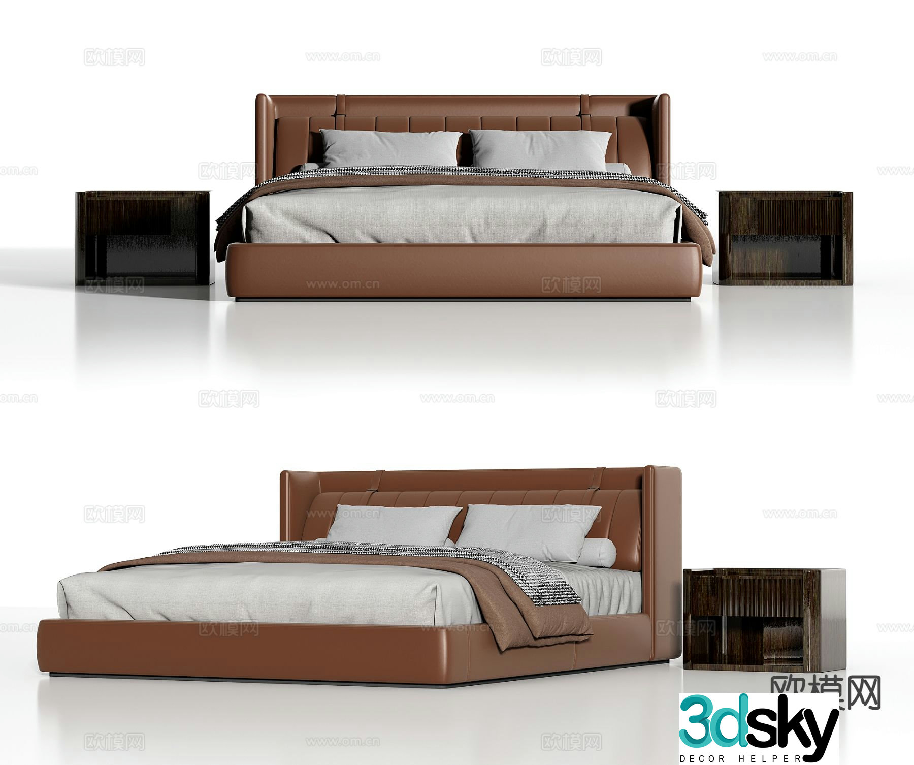 Italian double bed 3d model