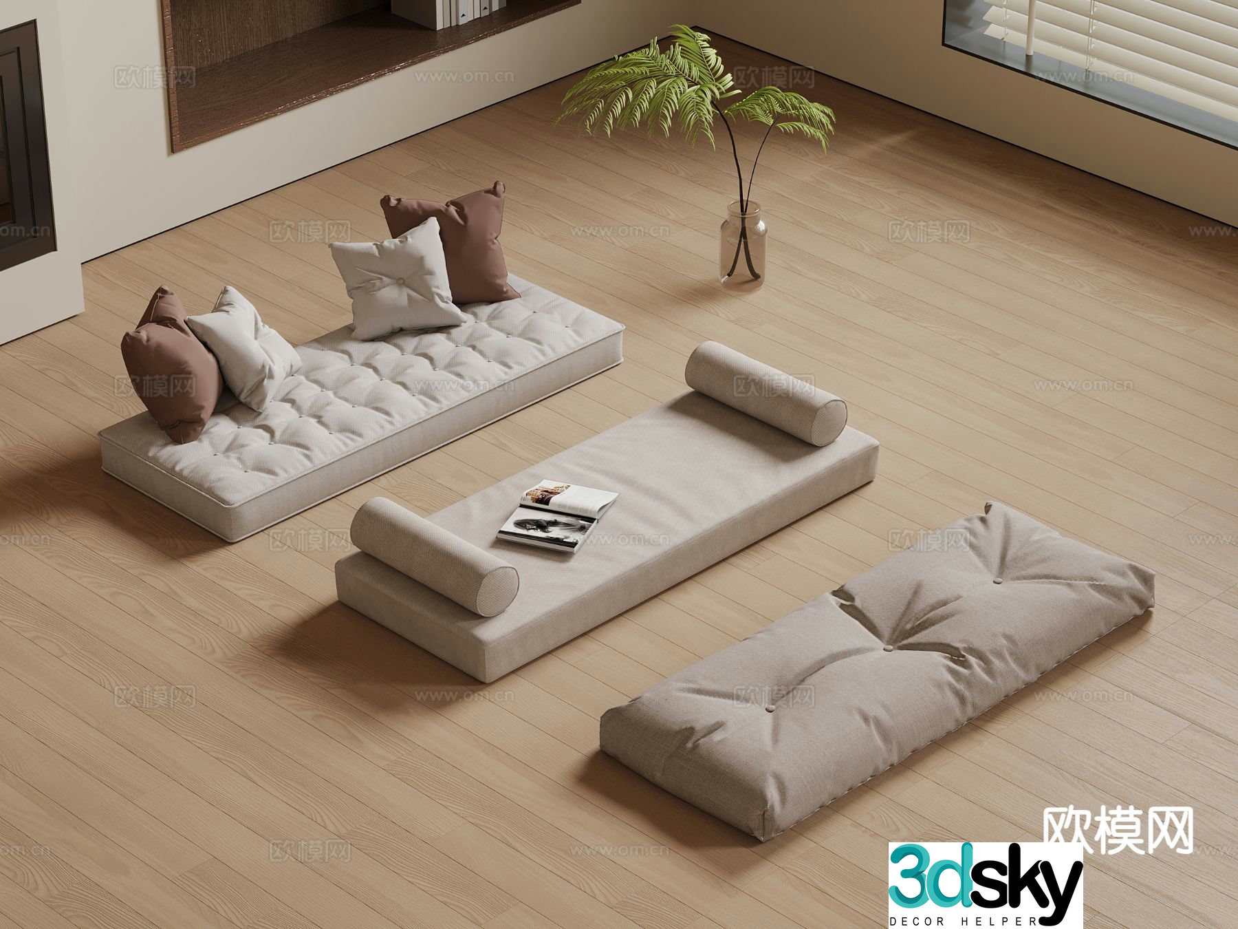 Modern bay window cushion cushion 3d model