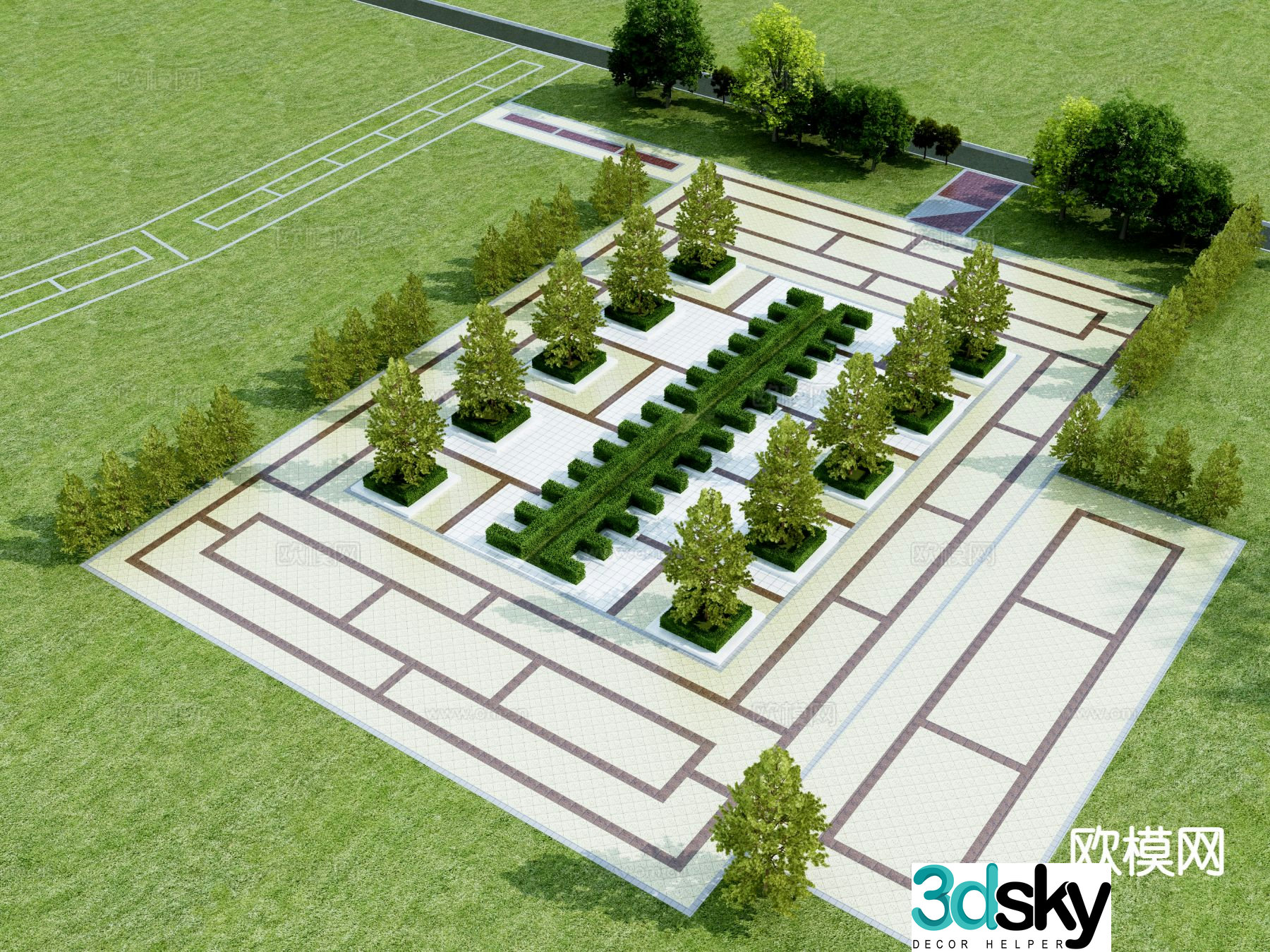 Park landscape square landscape 3d model