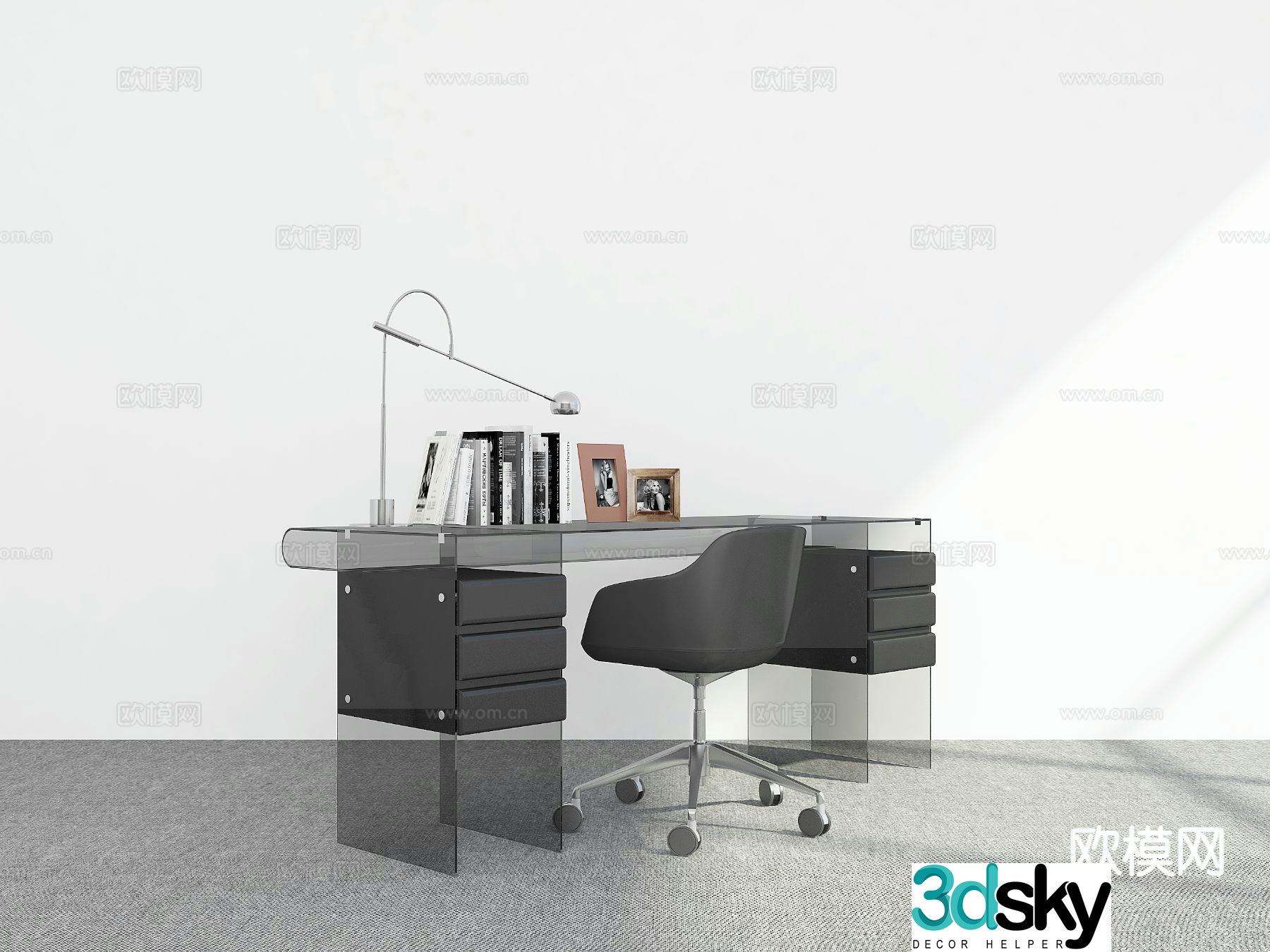 Modern office desk executive desk 3d model