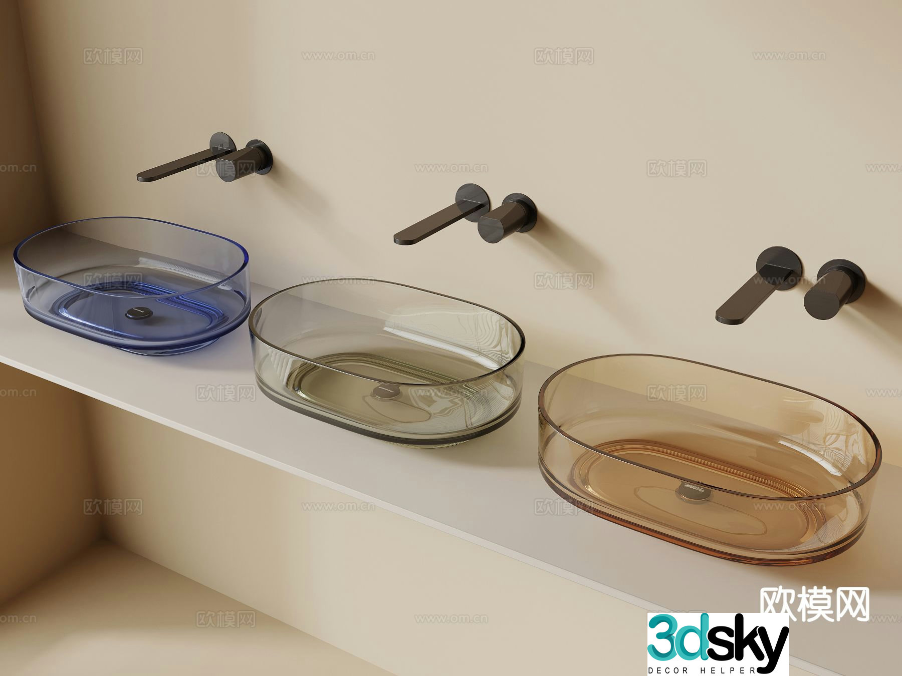 Acrylic wash basin 3d model