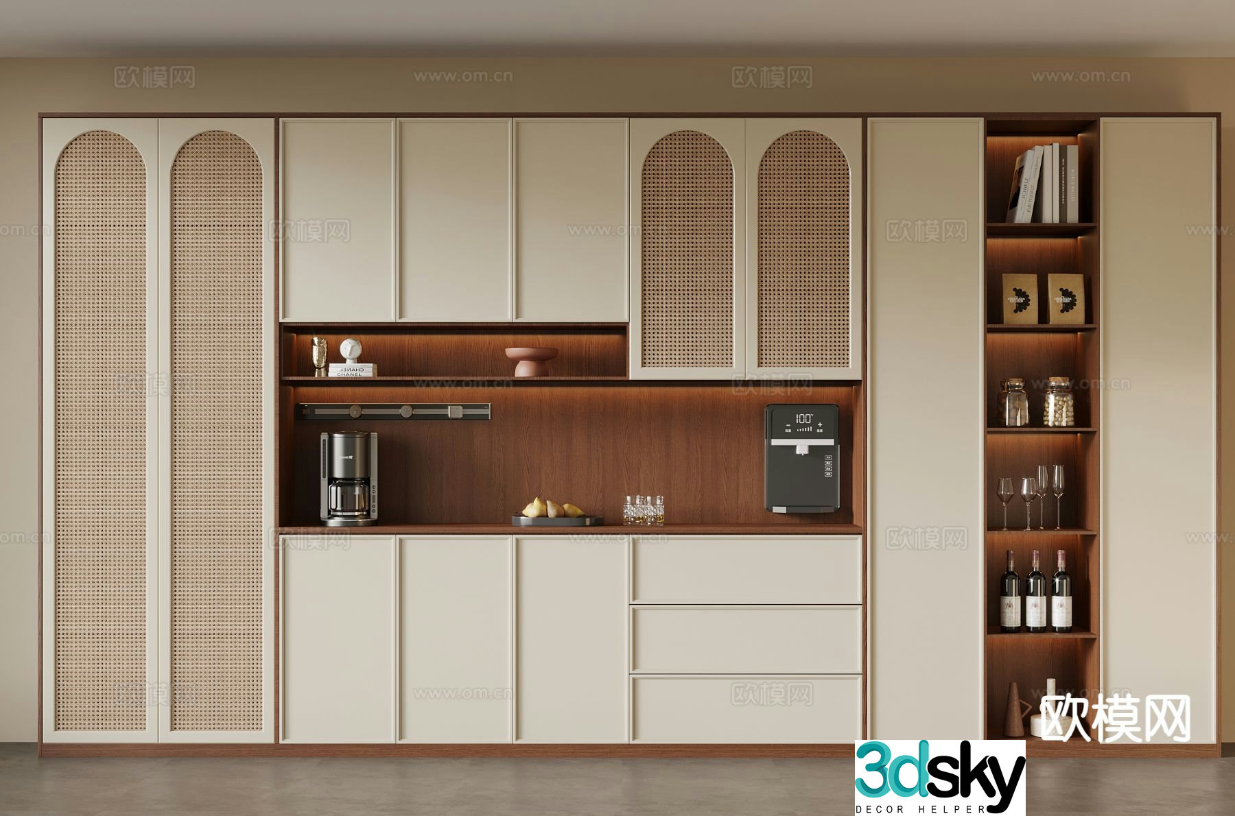 Middle-aged wine cabinet sideboard 3D model
