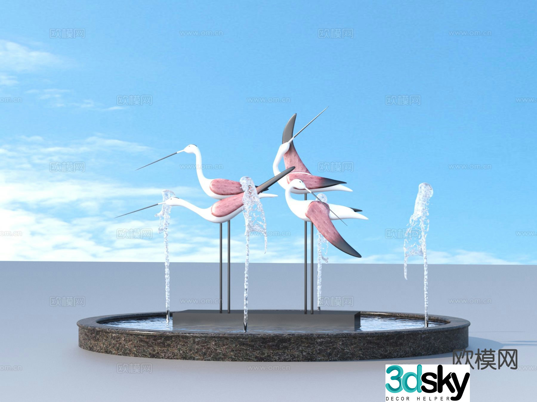 urban sculpture waterscape landscape sculpture 3d model