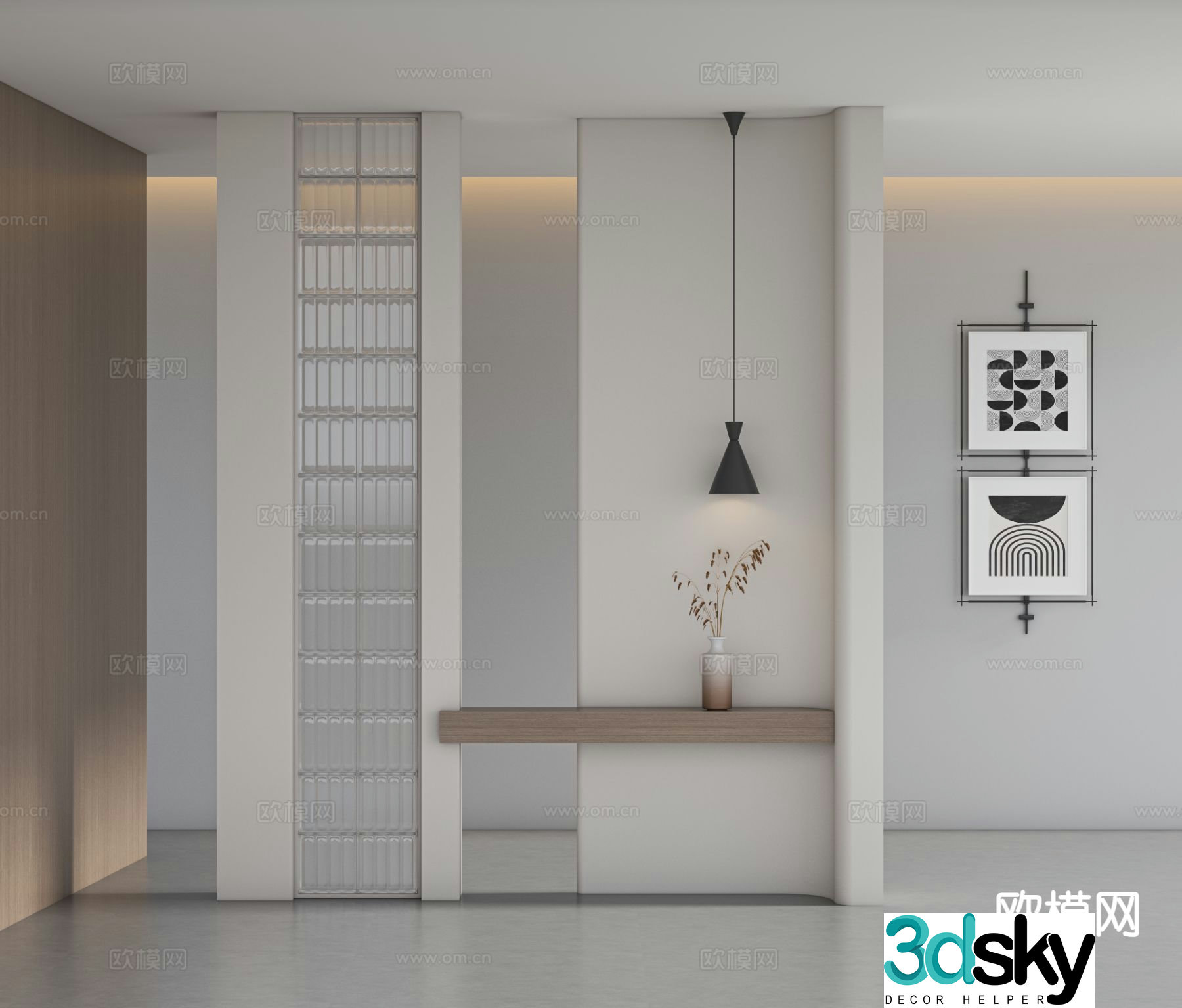 Modern entrance partition glass partition 3d model