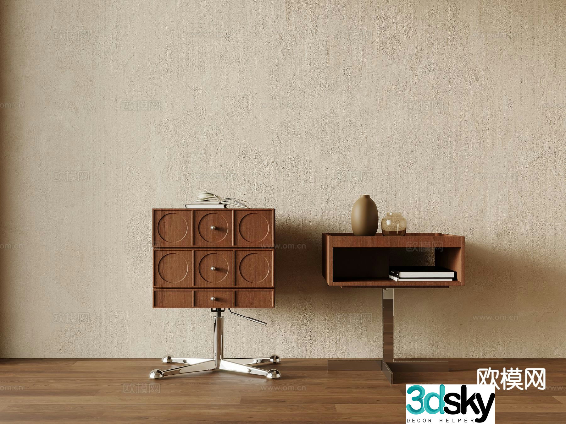Medieval style bedside table 3d model