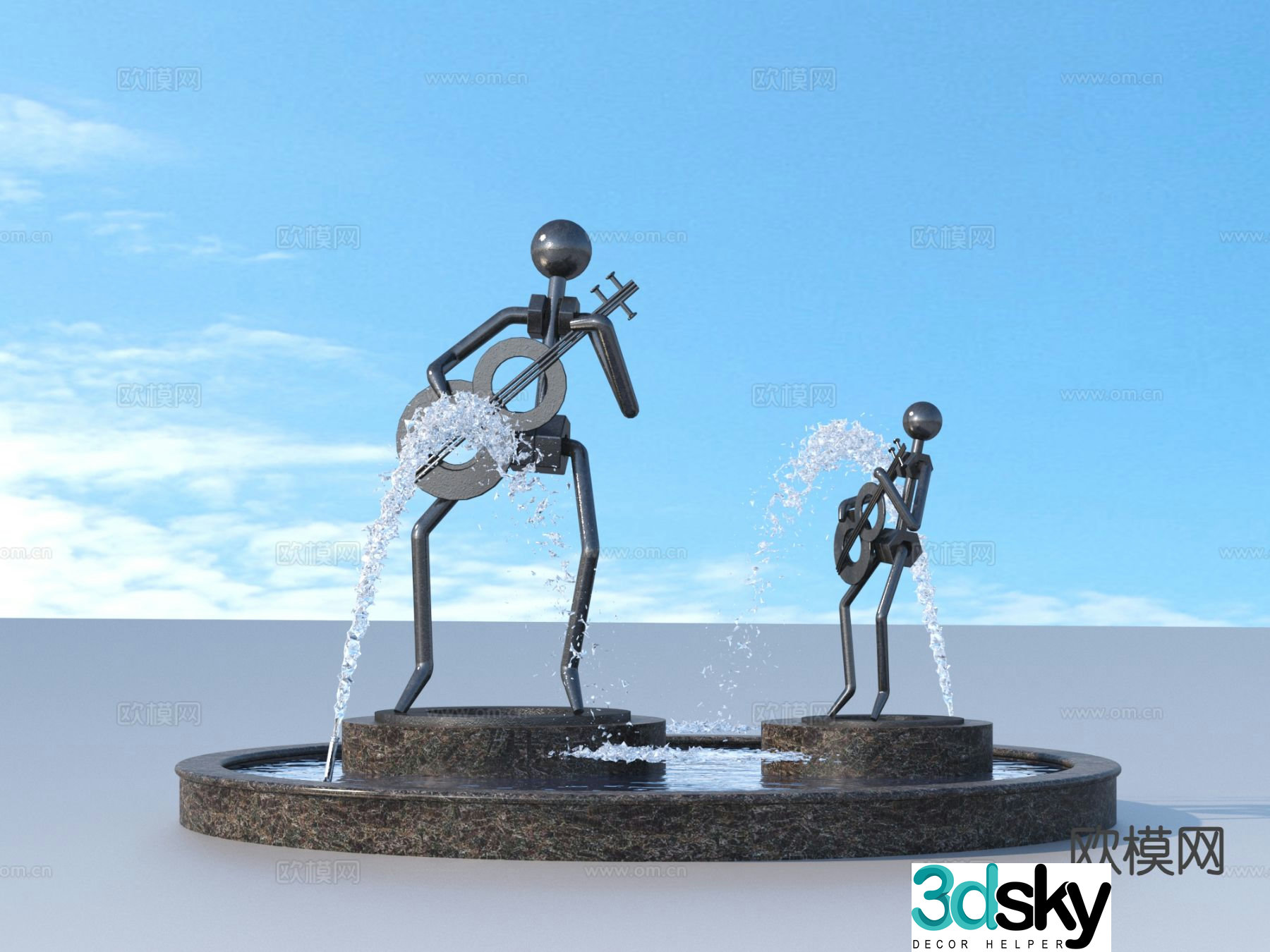 urban sculpture waterscape landscape sculpture 3d model