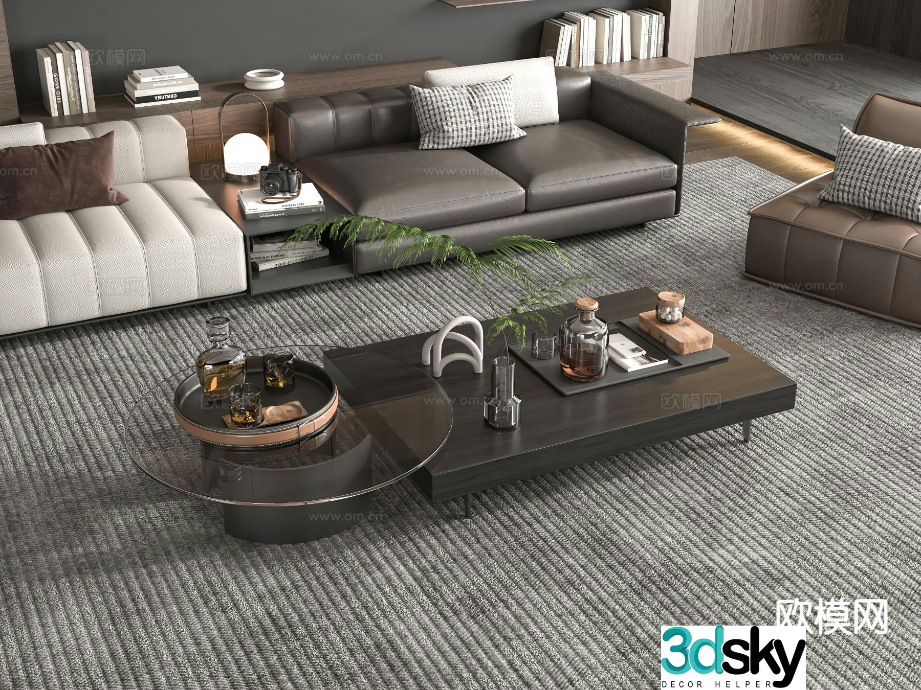 Italian coffee table mother-child coffee table 3D model