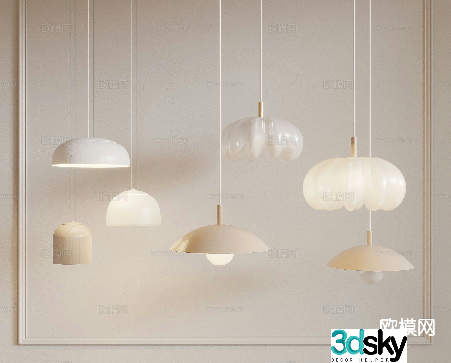 Cream style small chandelier 3d model