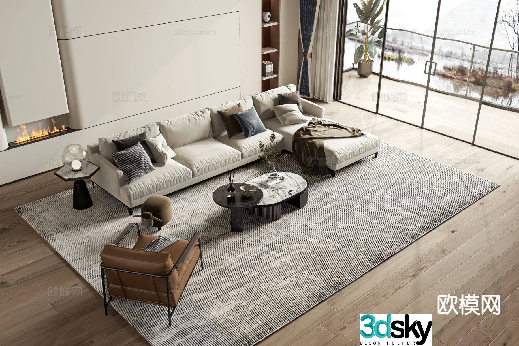 Modern corner sofa modular sofa 3d model