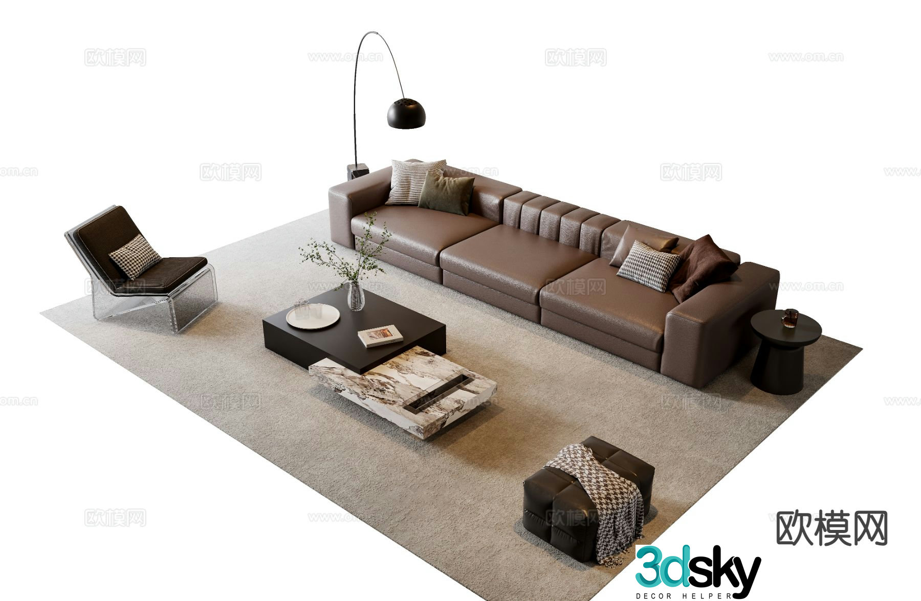 Italian sofa combination 3d model