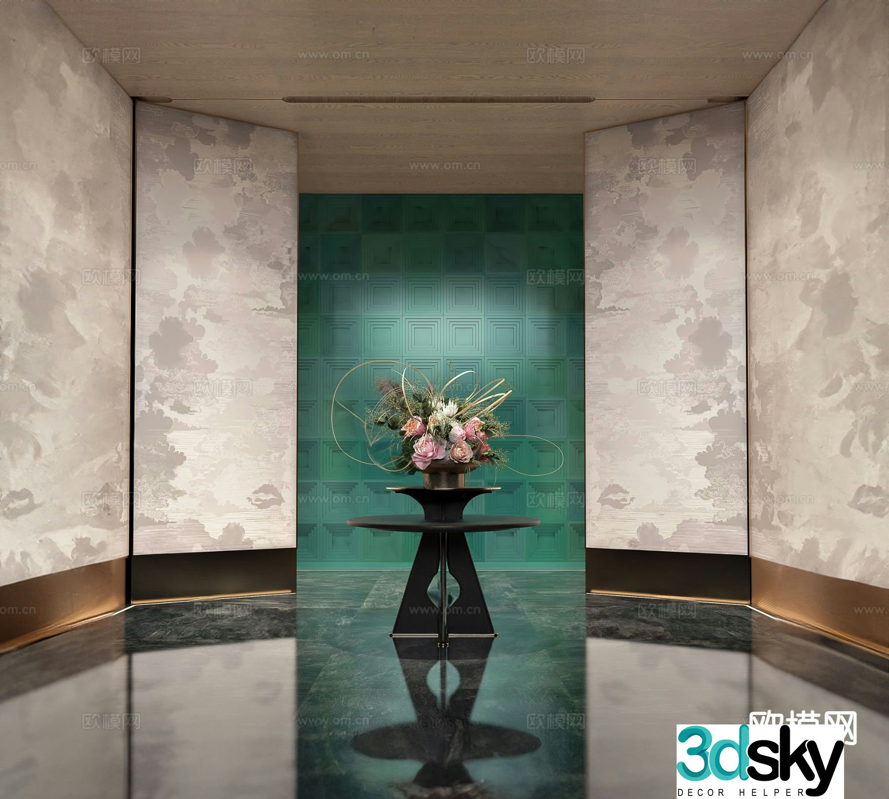 New Chinese style end viewing platform 3D model