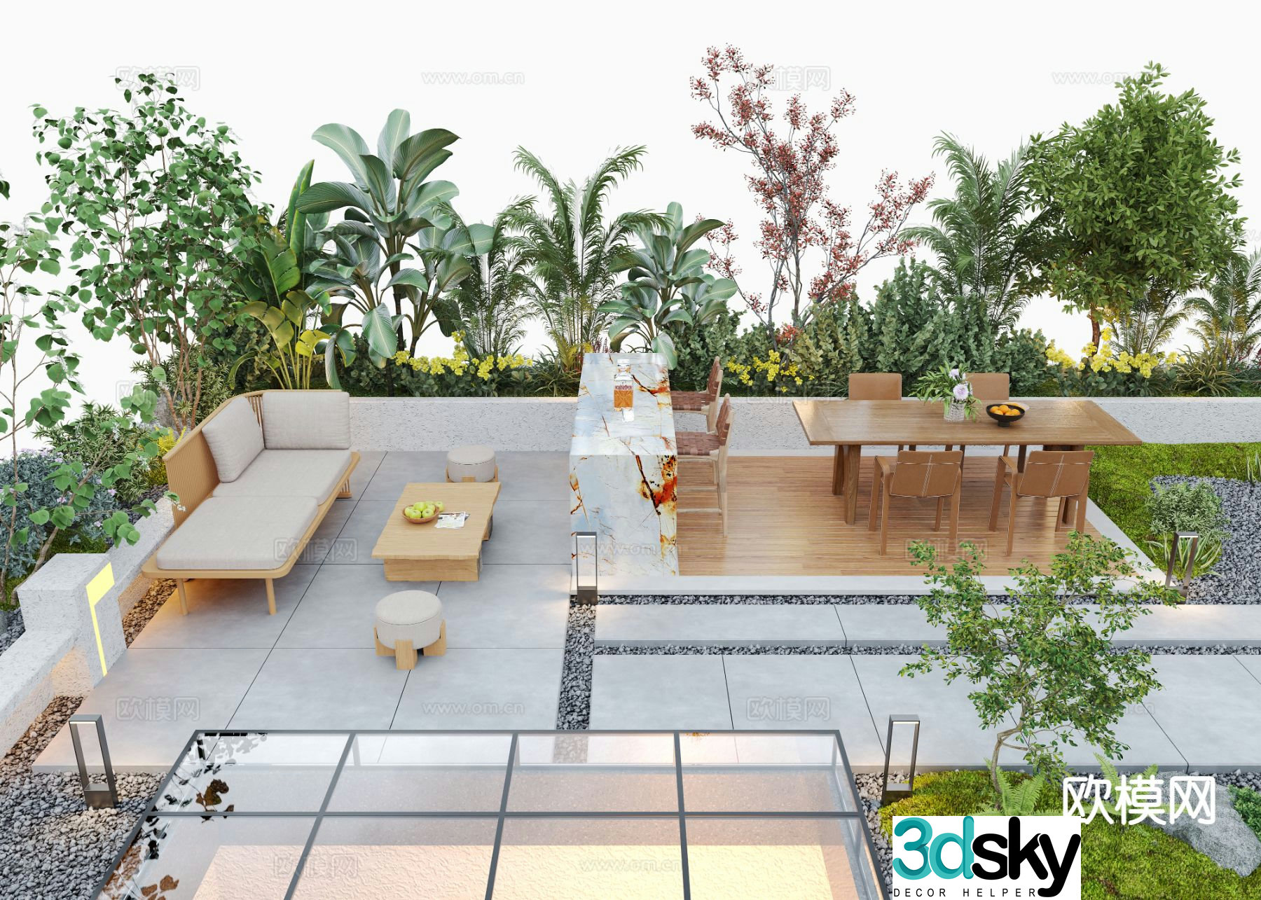 Courtyard landscape garden 3d model