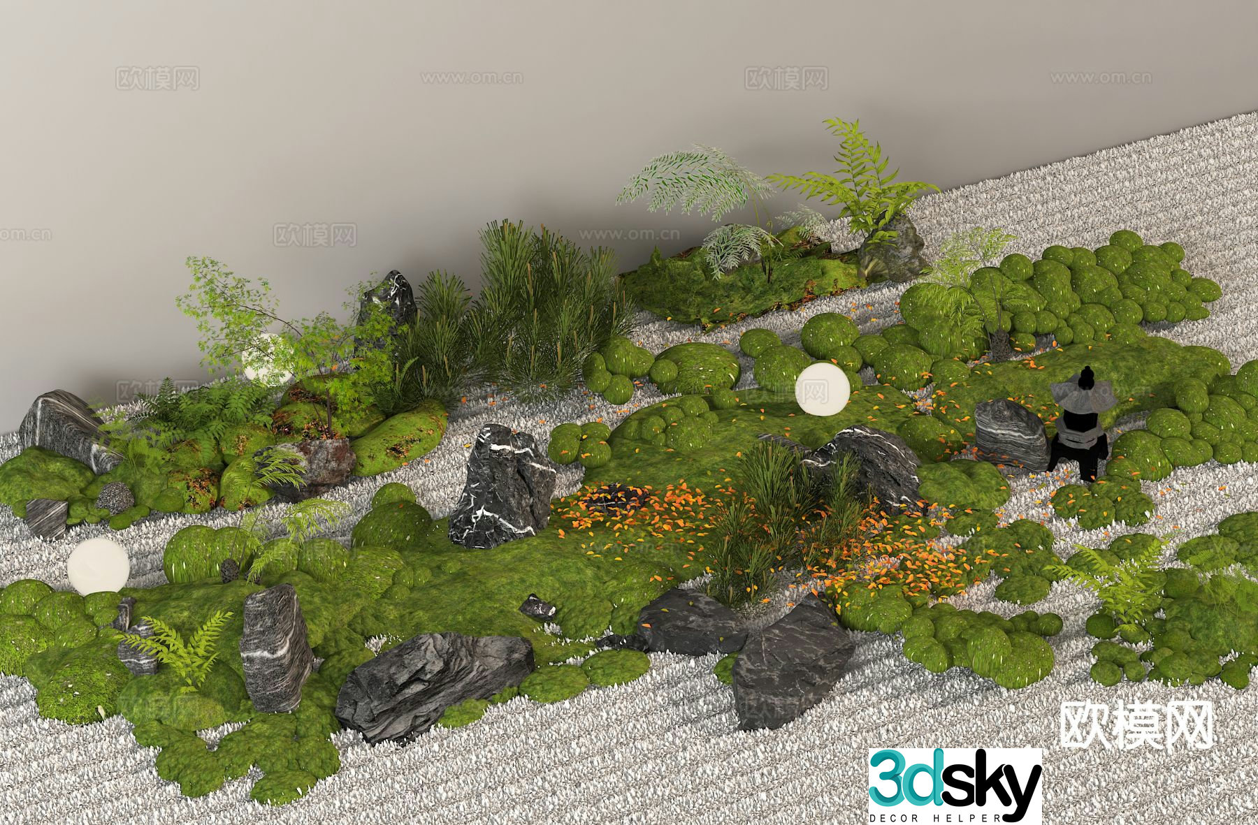 Garden sketch moss landscape micro terrain 3D model