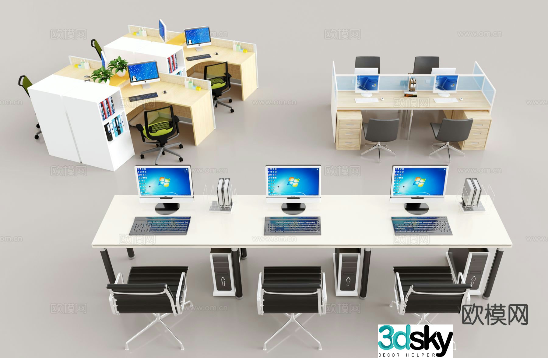 Card space desk work station post 3d model