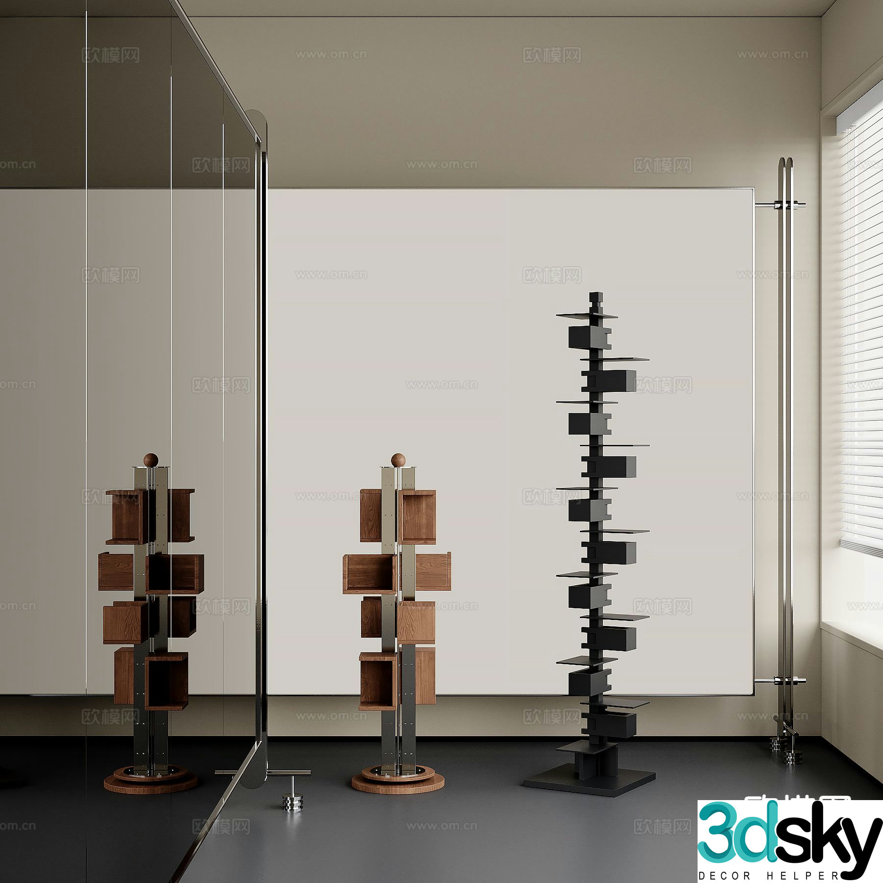 Medieval style bookshelf magazine rack 3d model