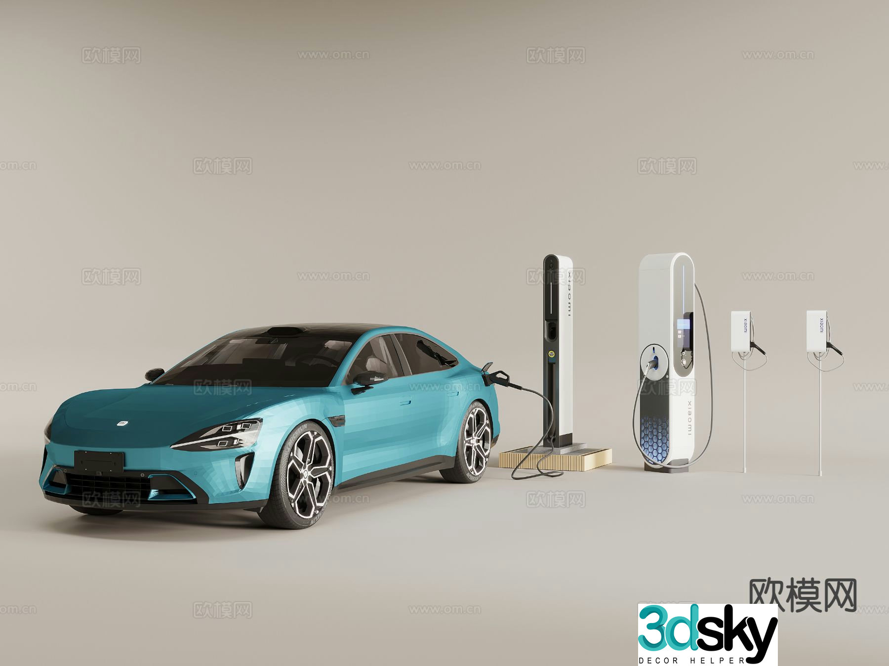 modern charging equipment charging pile car 3d model