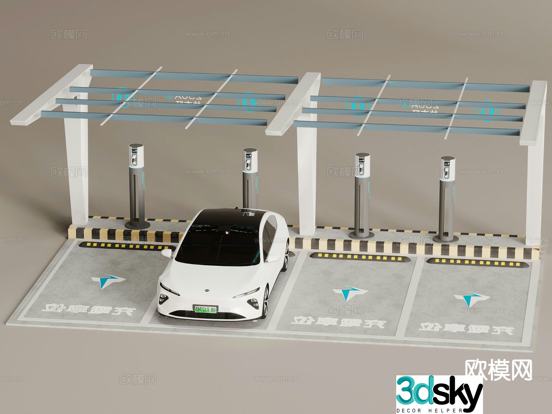 Car charging station charging pile 3d model