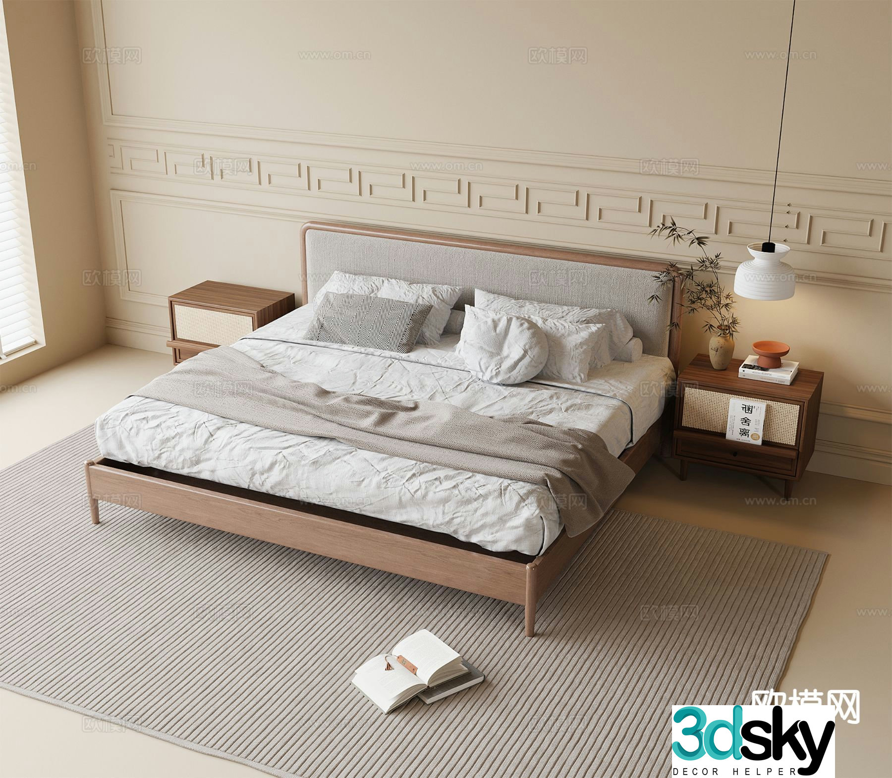 Nordic double bed 3d model