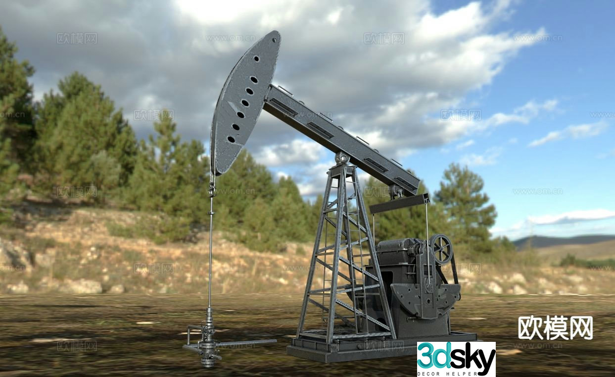 Industrial equipment, oil pumping unit, oil extraction unit 3d model