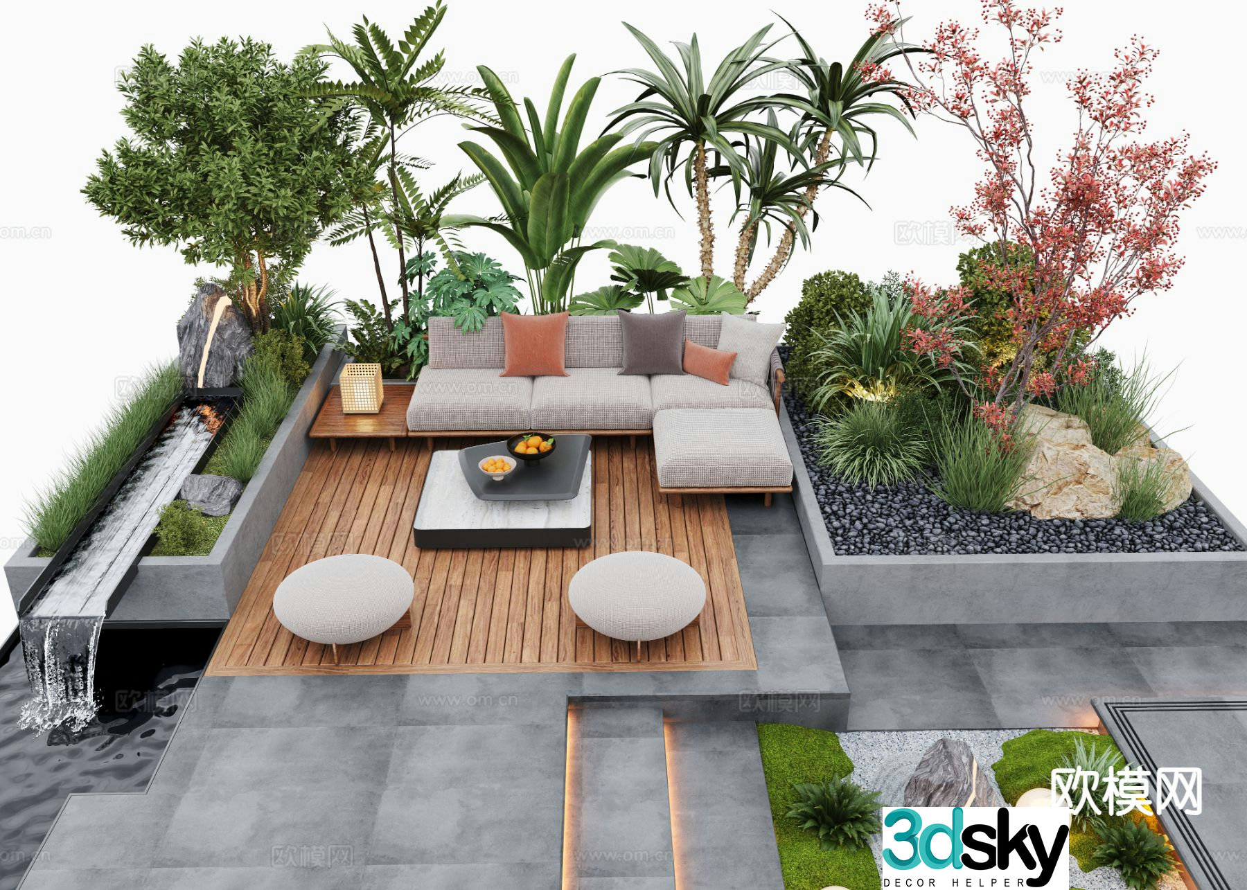 Courtyard landscape garden 3d model