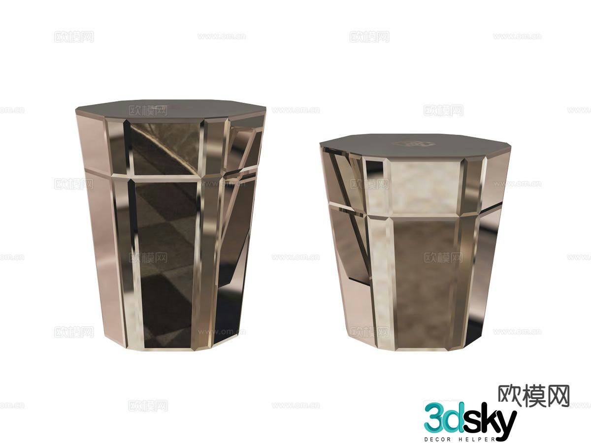 roberto cavalli-Dorian- Light luxury bedside table 3D model