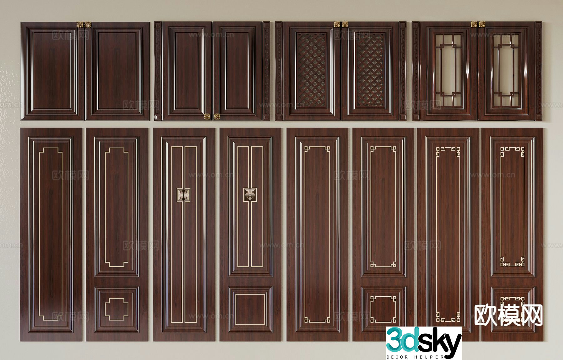 New Chinese cabinet door door 3D model