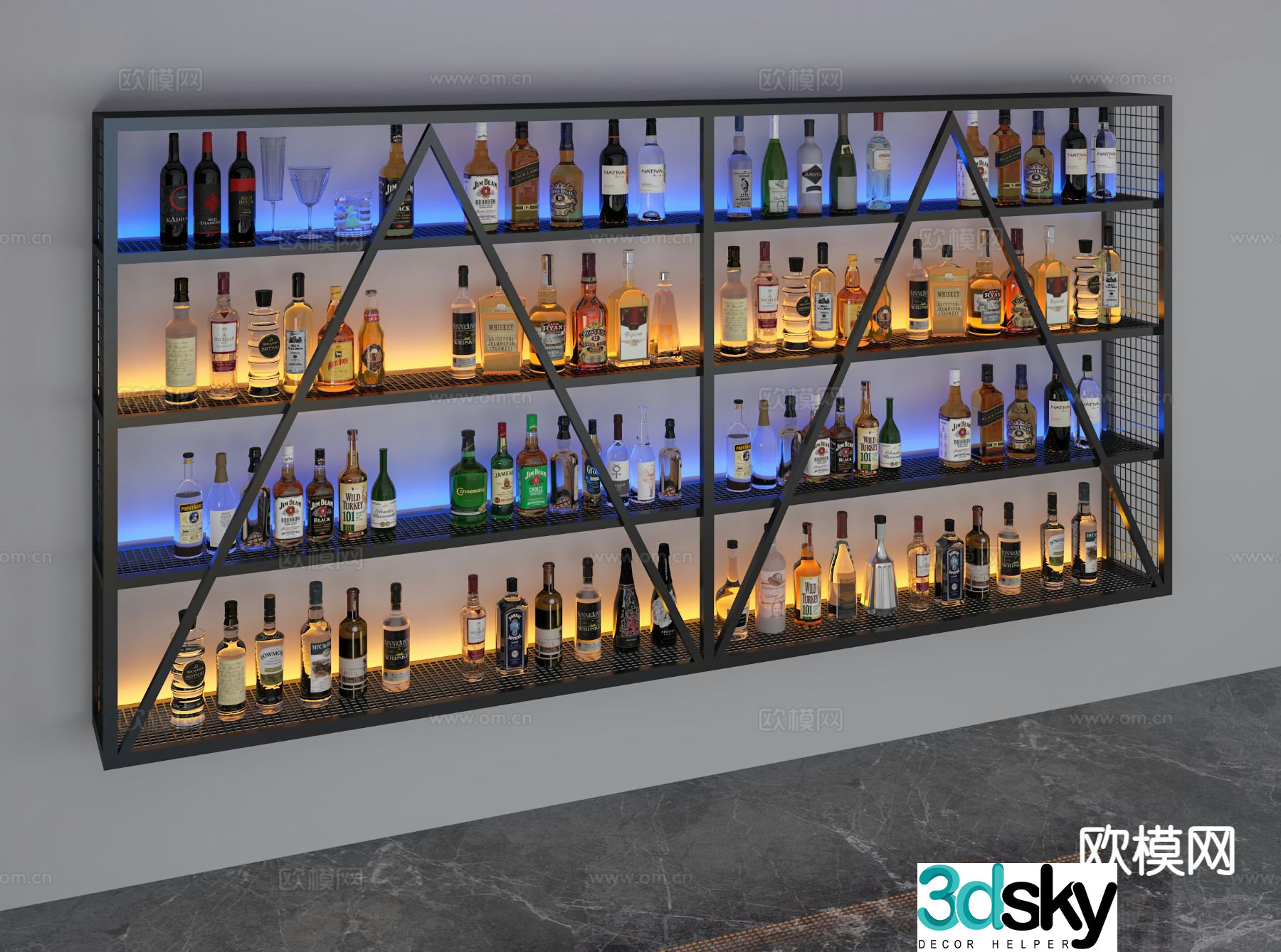 Modern wine cabinet wine rack 3d model
