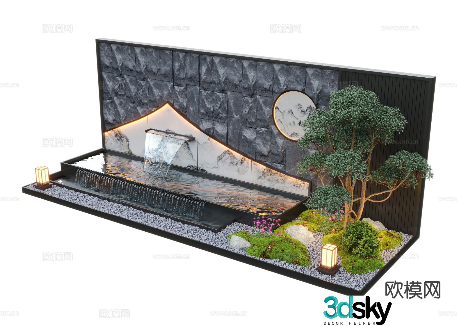 New Chinese style water feature wall water feature fountain 3D model